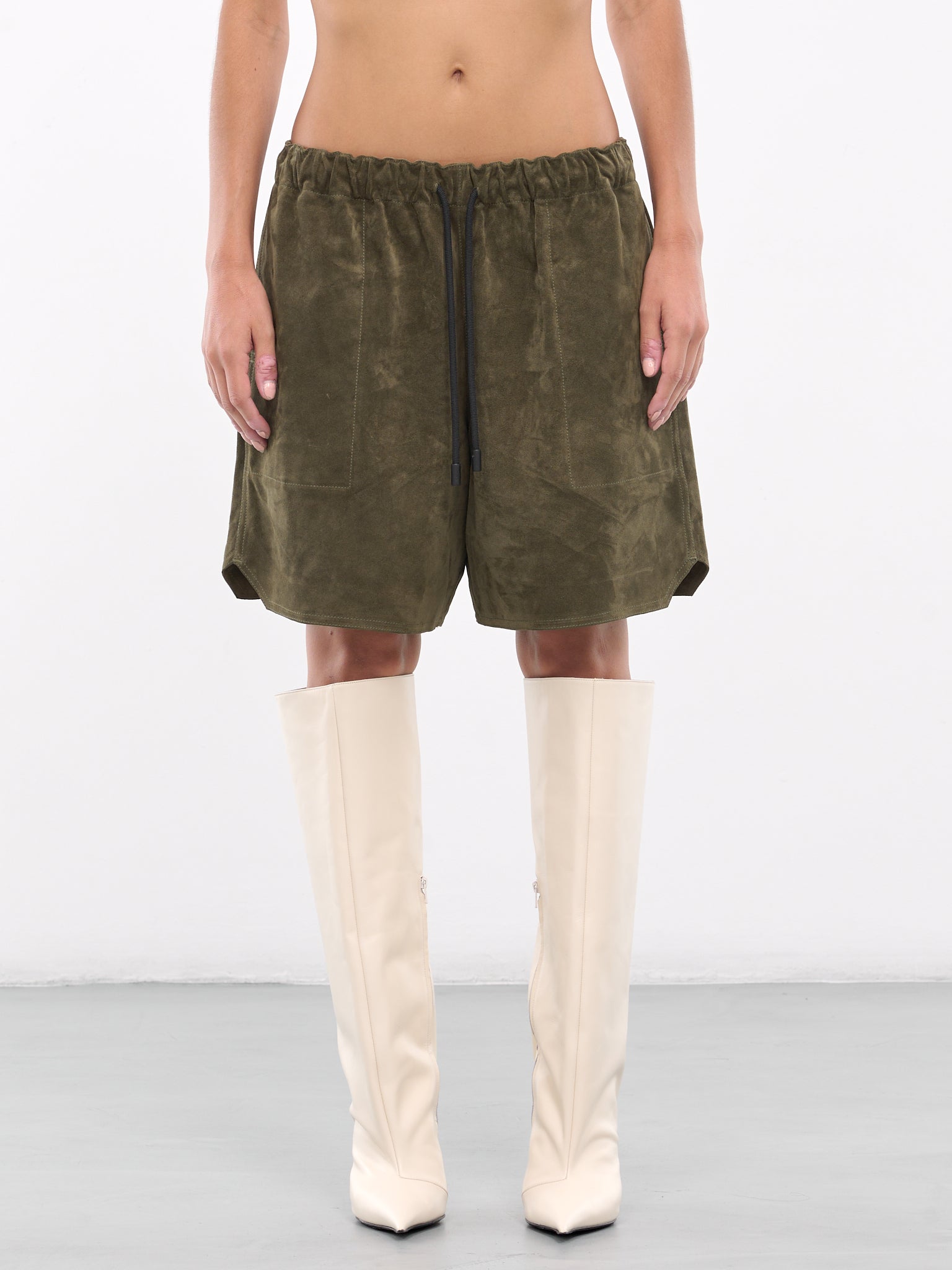 Elasticated Suede Shorts (LR0013-LT0086-KHAKI)