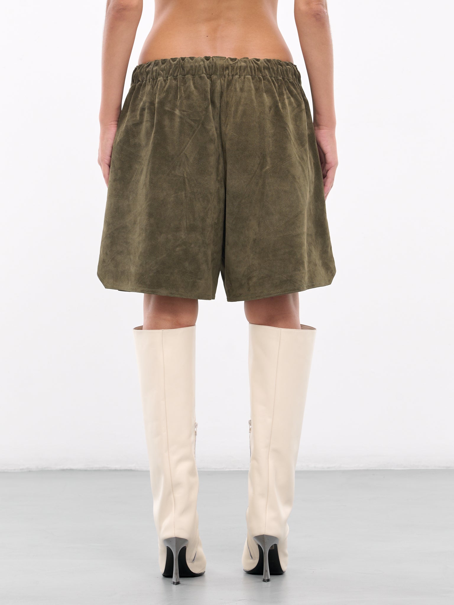 Elasticated Suede Shorts (LR0013-LT0086-KHAKI)