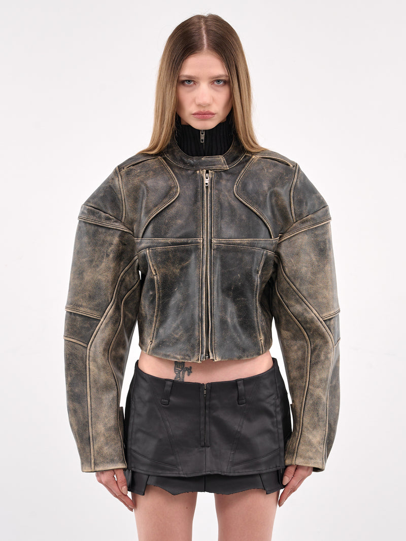 Moto Cut Leather Jacket (LR251LOWLS01-BLACK)