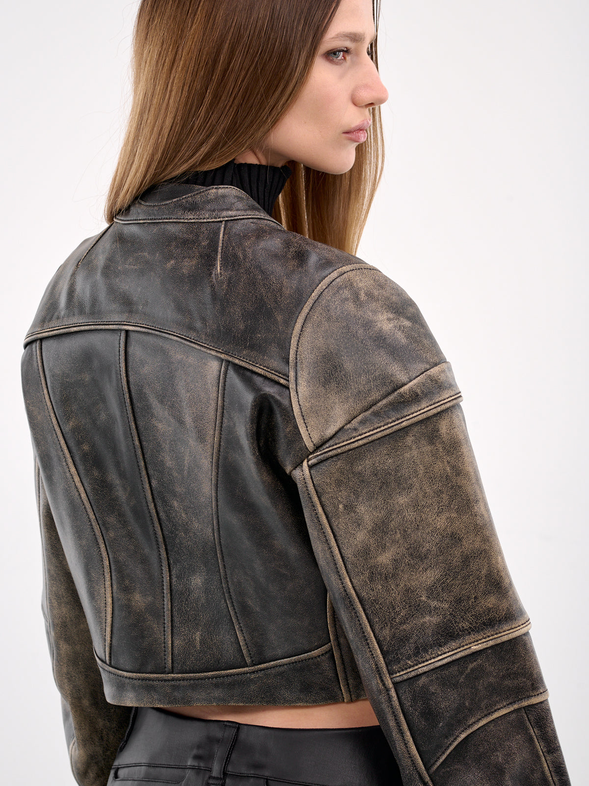 Moto Cut Leather Jacket (LR251LOWLS01-BLACK)