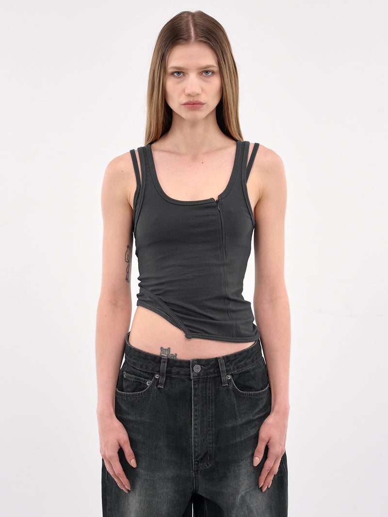 Double Strap Zip Top (LR251TTSTA04-BLACK)