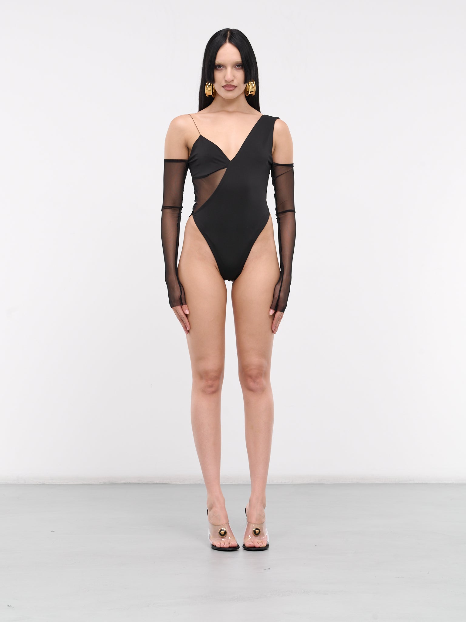 Off-Shoulder Mesh Bodysuit (LSOSMB-BLACK)