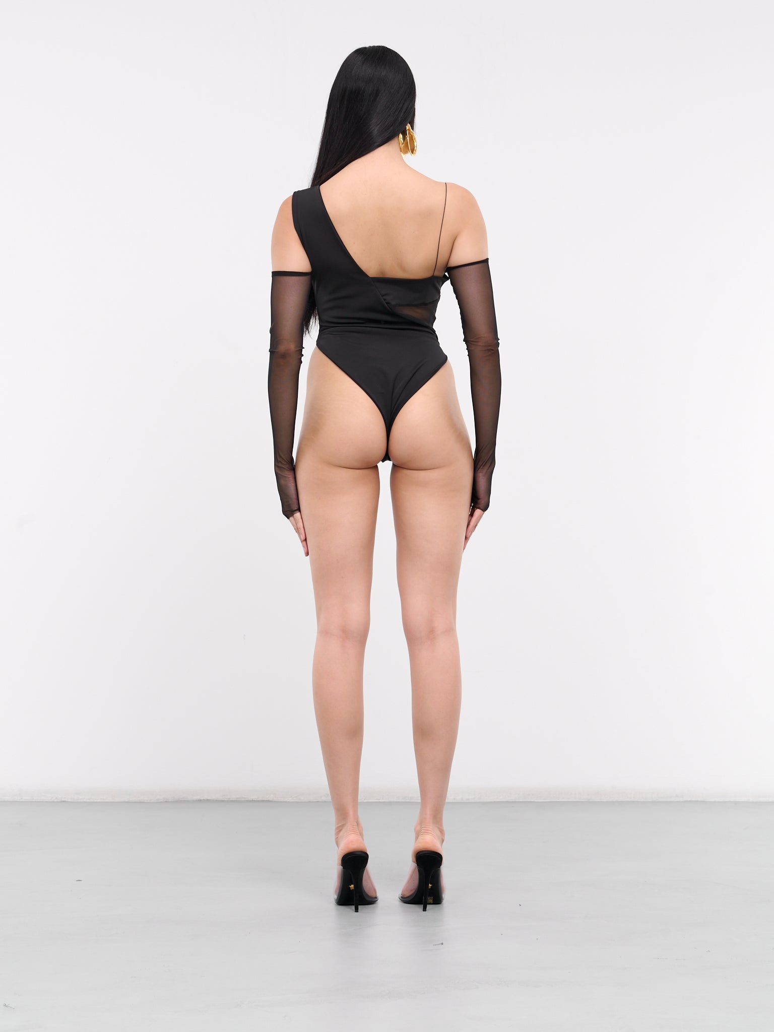 Off-Shoulder Mesh Bodysuit (LSOSMB-BLACK)