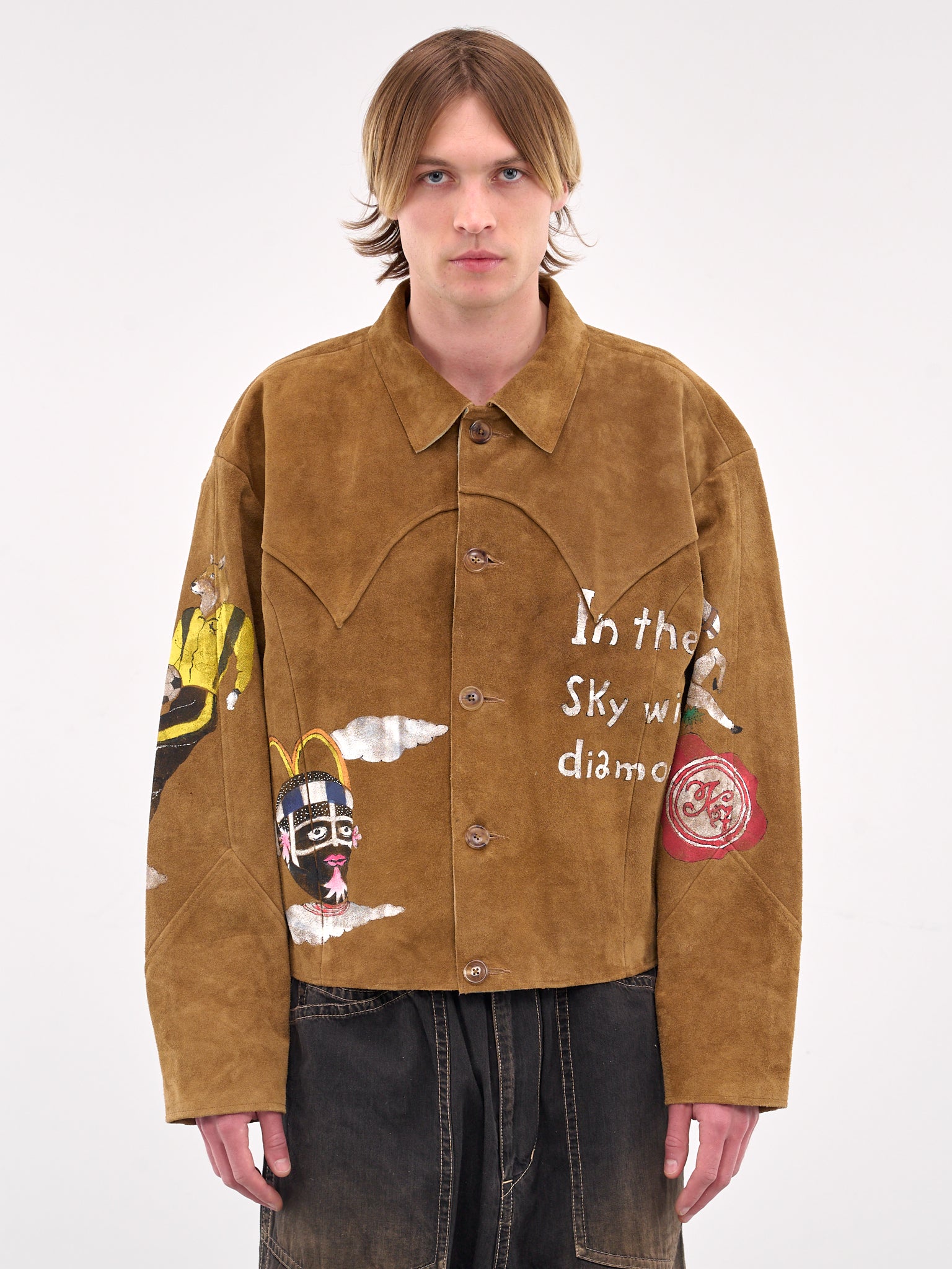 Hand-Painted Graphic Suede Jacket (LT-SV-NGS-1003-BEIGE)