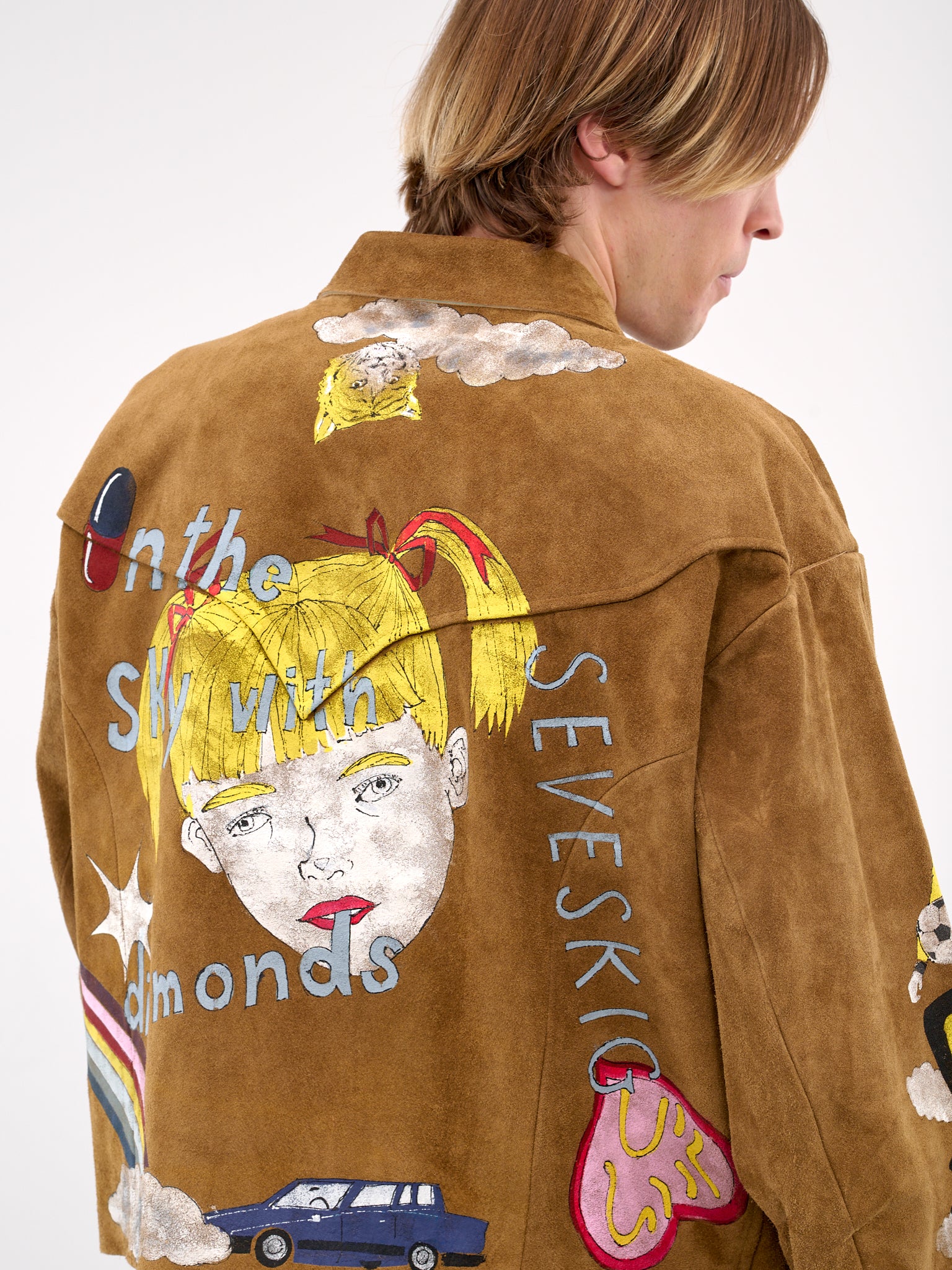 Hand-Painted Graphic Suede Jacket (LT-SV-NGS-1003-BEIGE)