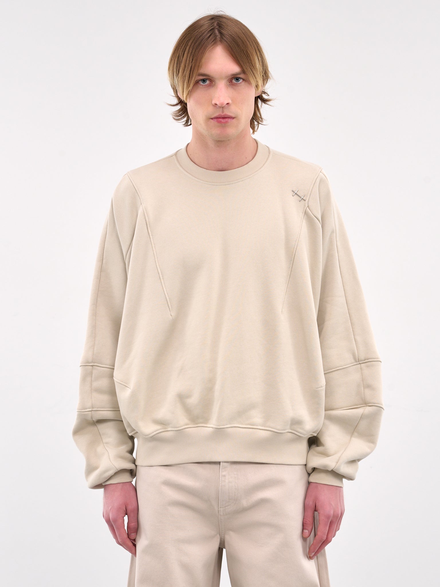 Paneled Logo Crewneck (M-08-062-STONE)