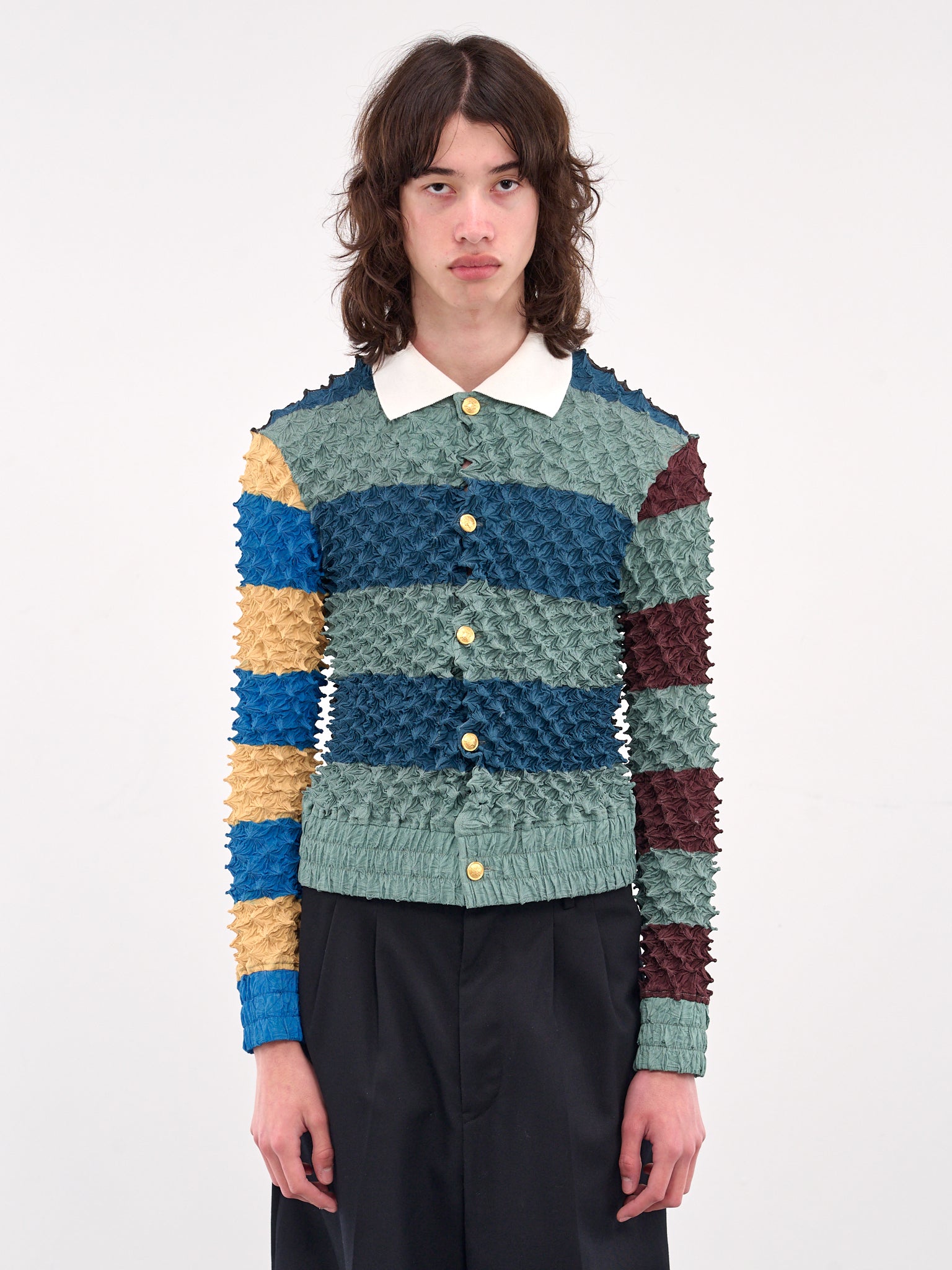 Striped Spike Knit Shirt (M25K6CS003-MULTI)