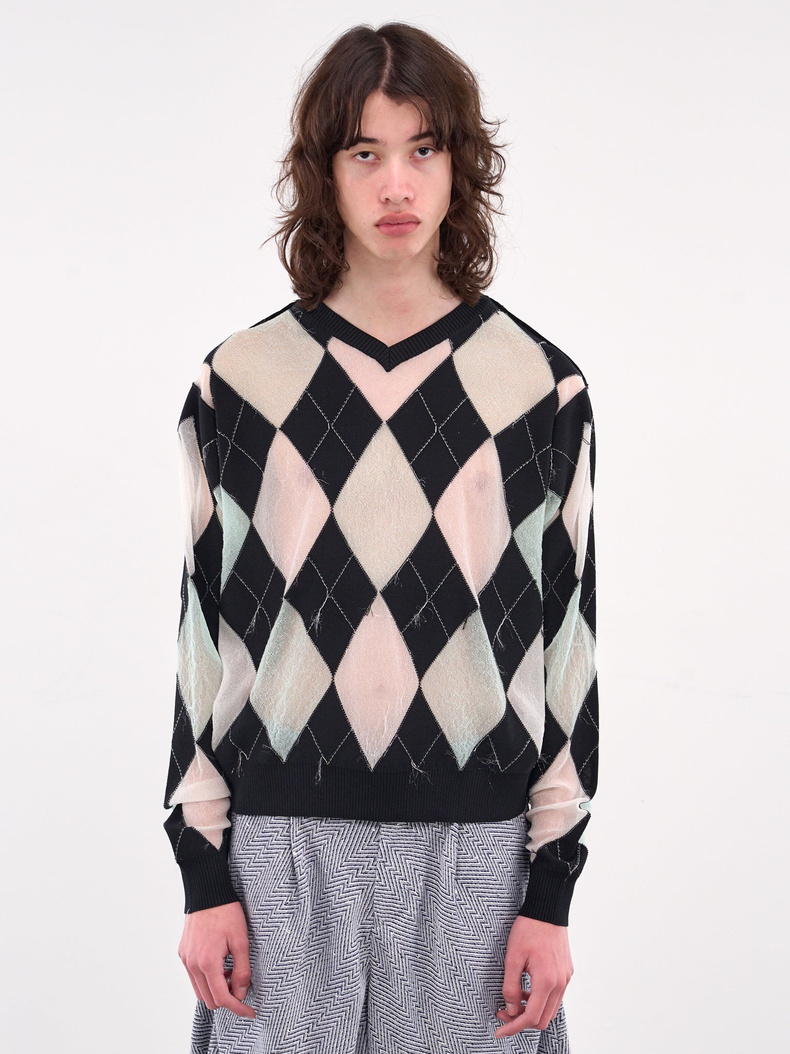 Argyle Sweater (M25K6KN003-BLACK)