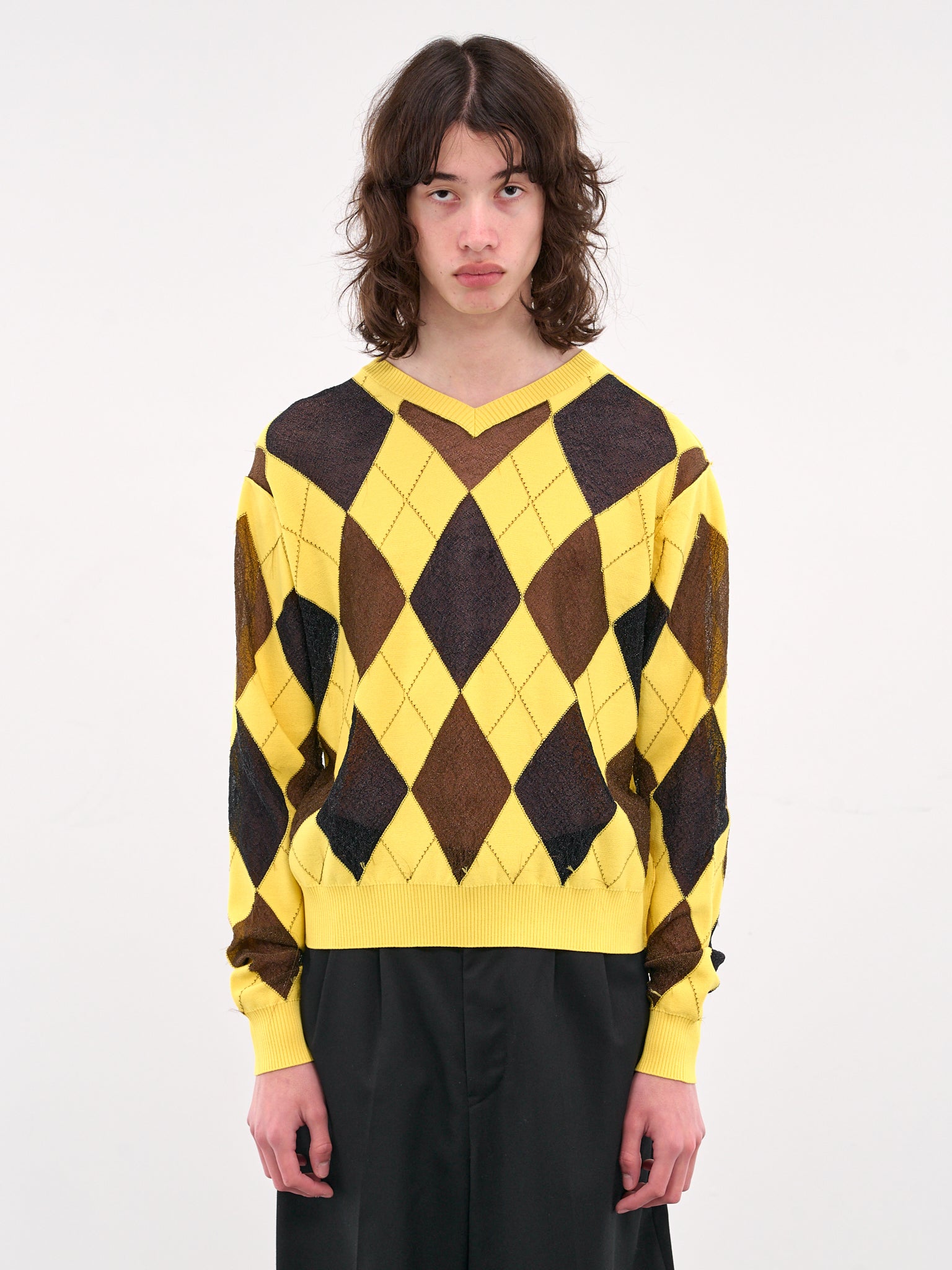 Argyle Sweater (M25K6KN003-YELLOW)