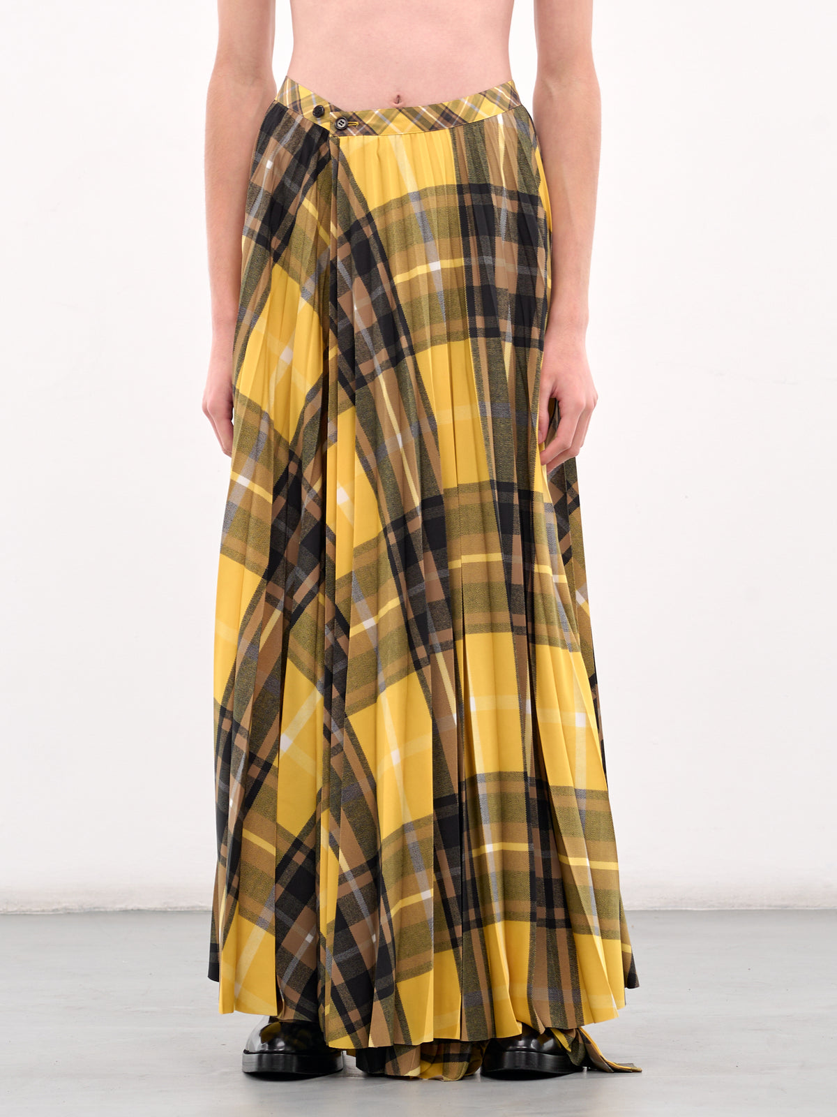 Plaid Maxi Skirt (M25K6PT008-YELLOW)