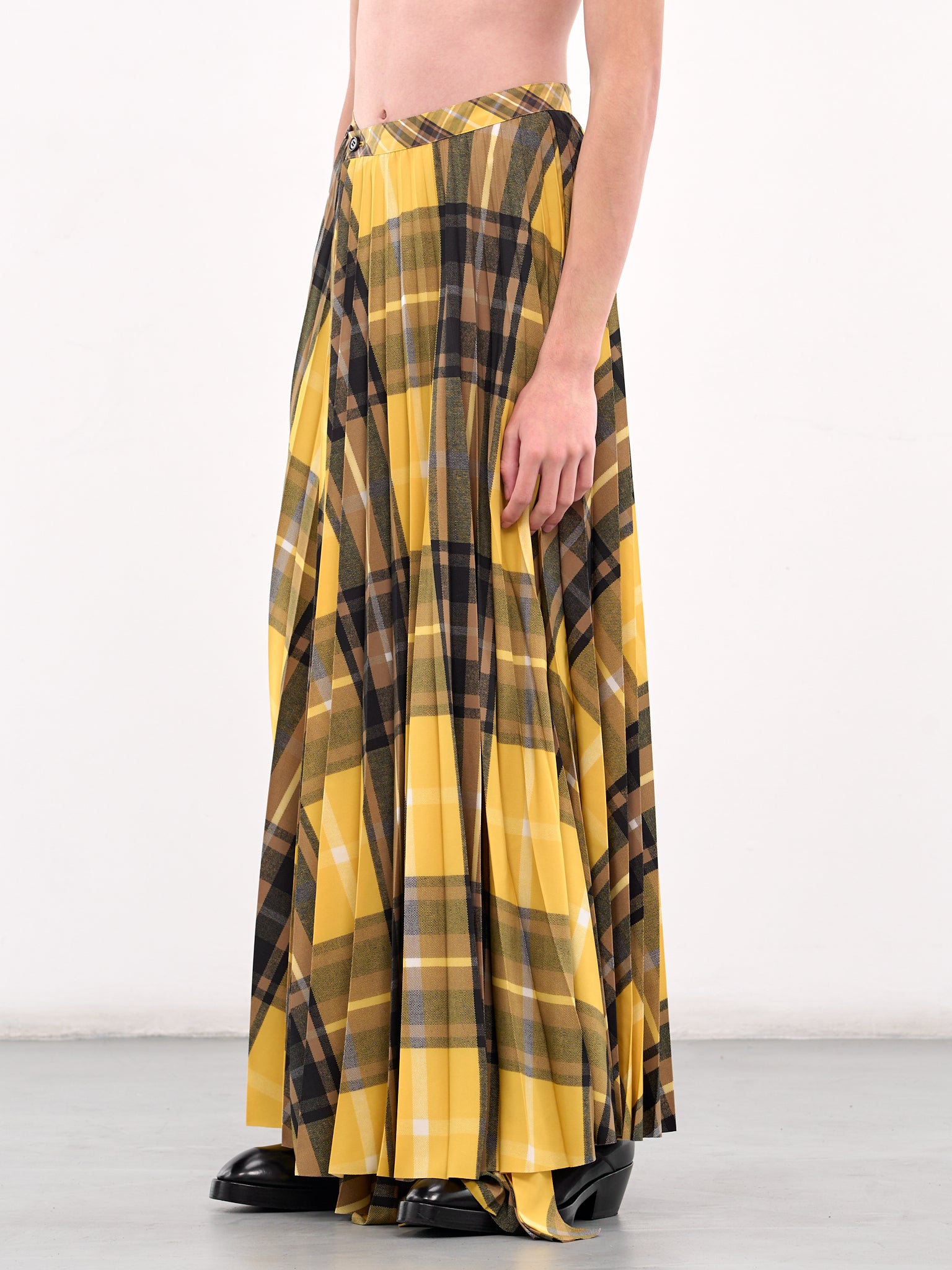 Plaid Maxi Skirt (M25K6PT008-YELLOW)