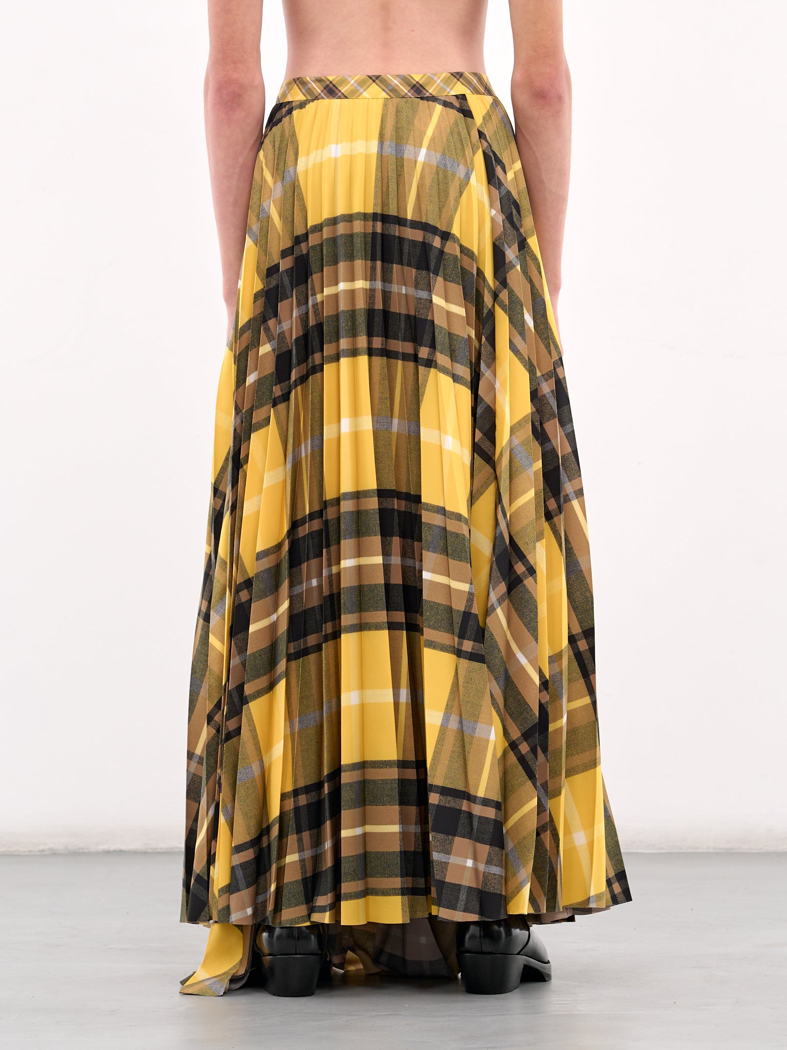 Plaid Maxi Skirt (M25K6PT008-YELLOW)