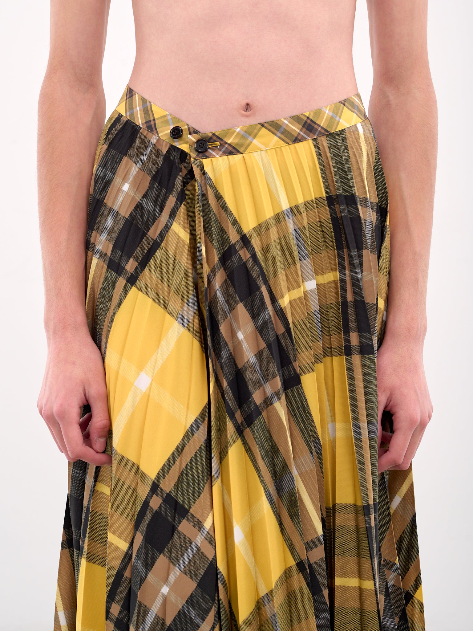 Plaid Maxi Skirt (M25K6PT008-YELLOW)