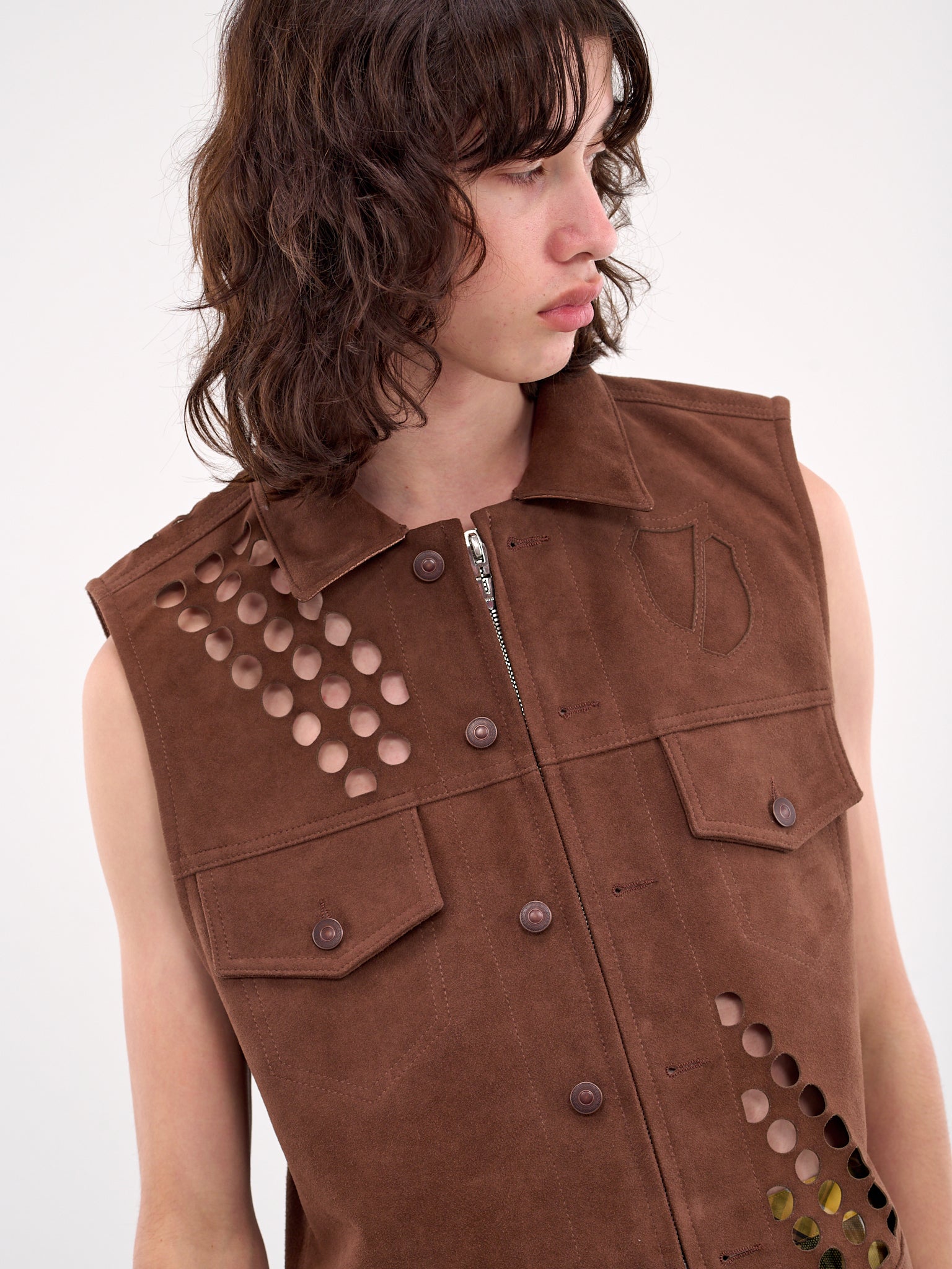 Sheep Leather Vest (M25K6VT002-BROWN)