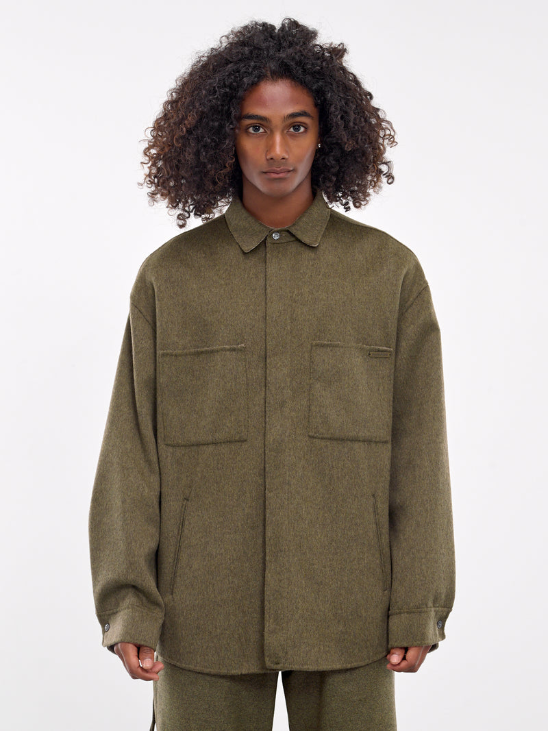 Wool-Cashmere Shirt (MSH05-FAW08-GREEN-MELANGE)