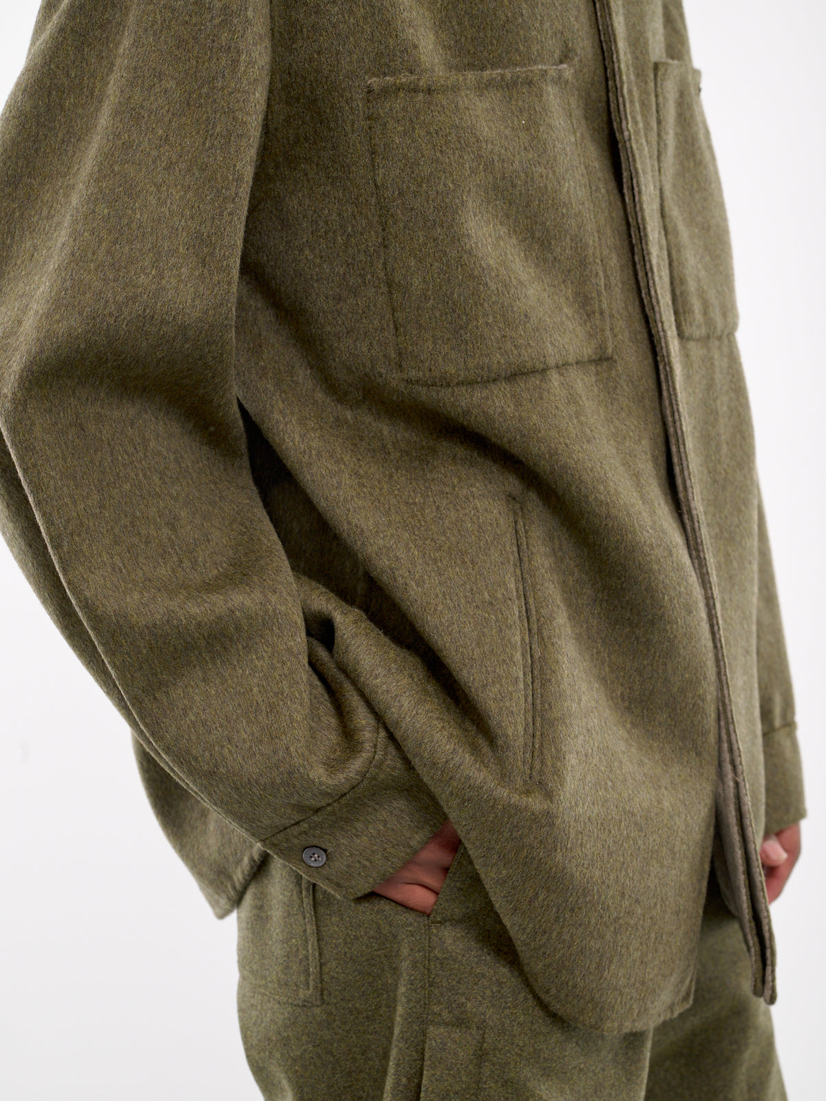 Wool-Cashmere Shirt (MSH05-FAW08-GREEN-MELANGE)