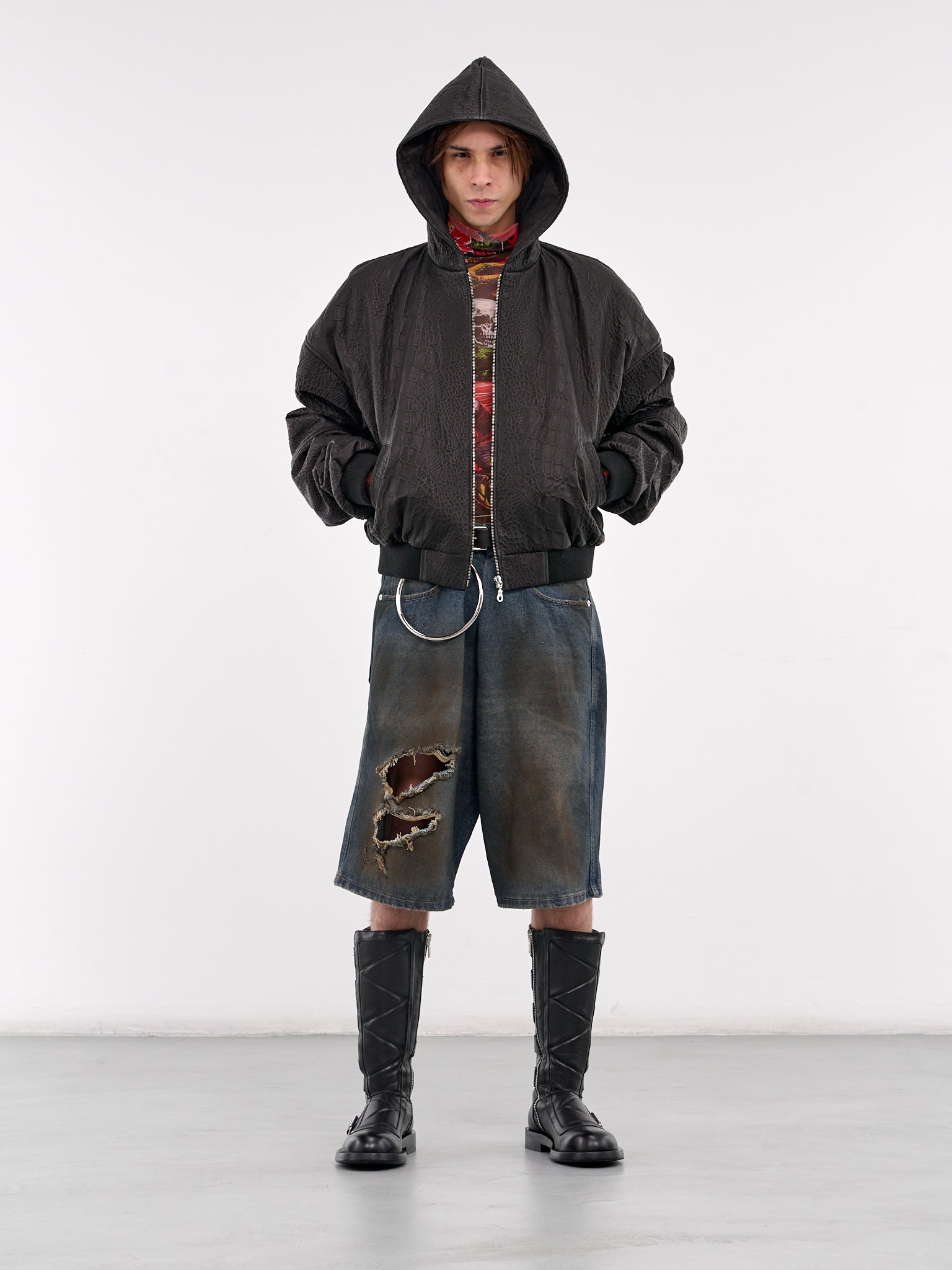 Hooded Outlaw Jacket (MH038LE-EBB-SNAKE-BLACK)