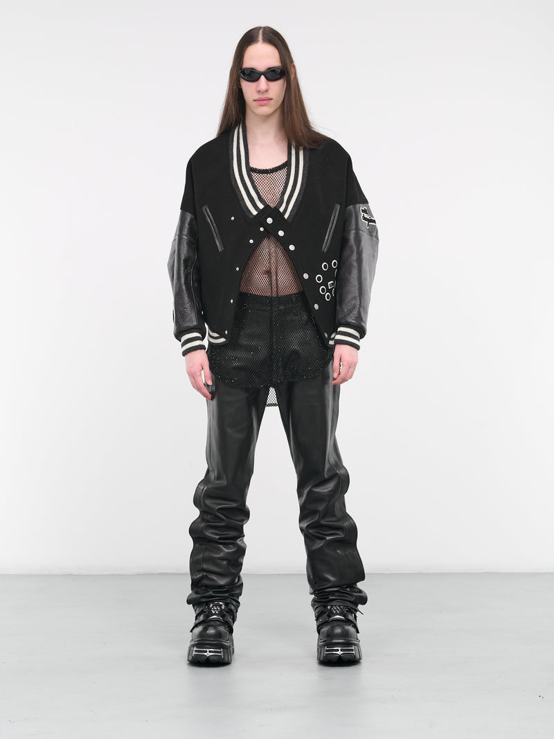 Side Flap Leather Trousers (MP23LBBF-PT2025-BLACK)