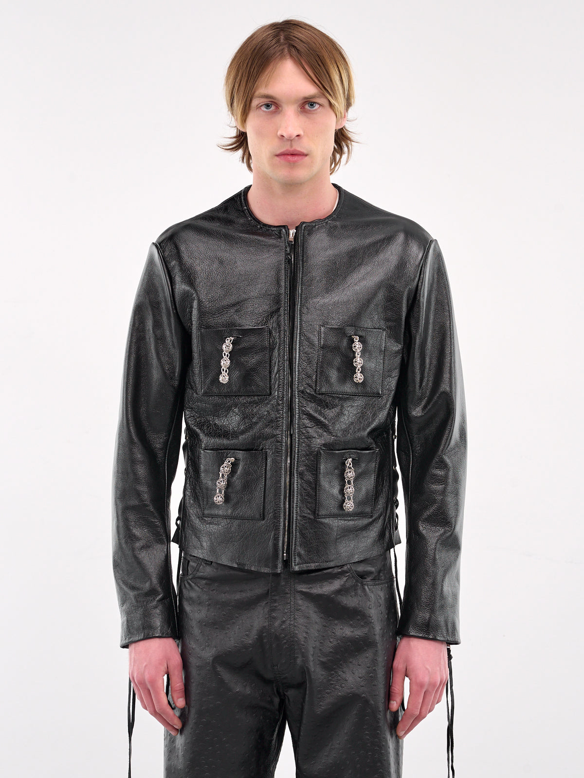 Leather Chain Jacket (MP24LLPD-JC3022-BLACK)