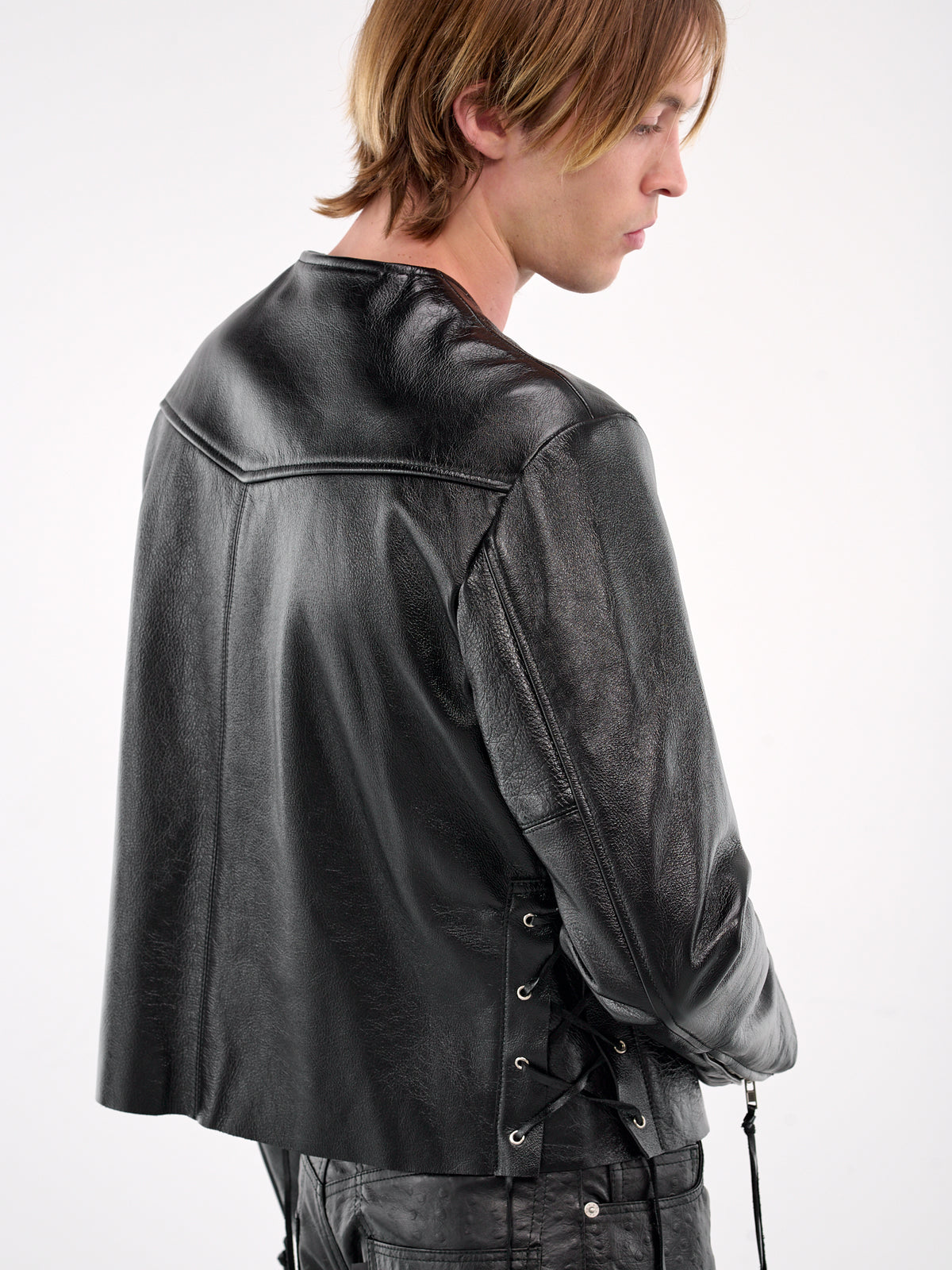 Leather Chain Jacket (MP24LLPD-JC3022-BLACK)