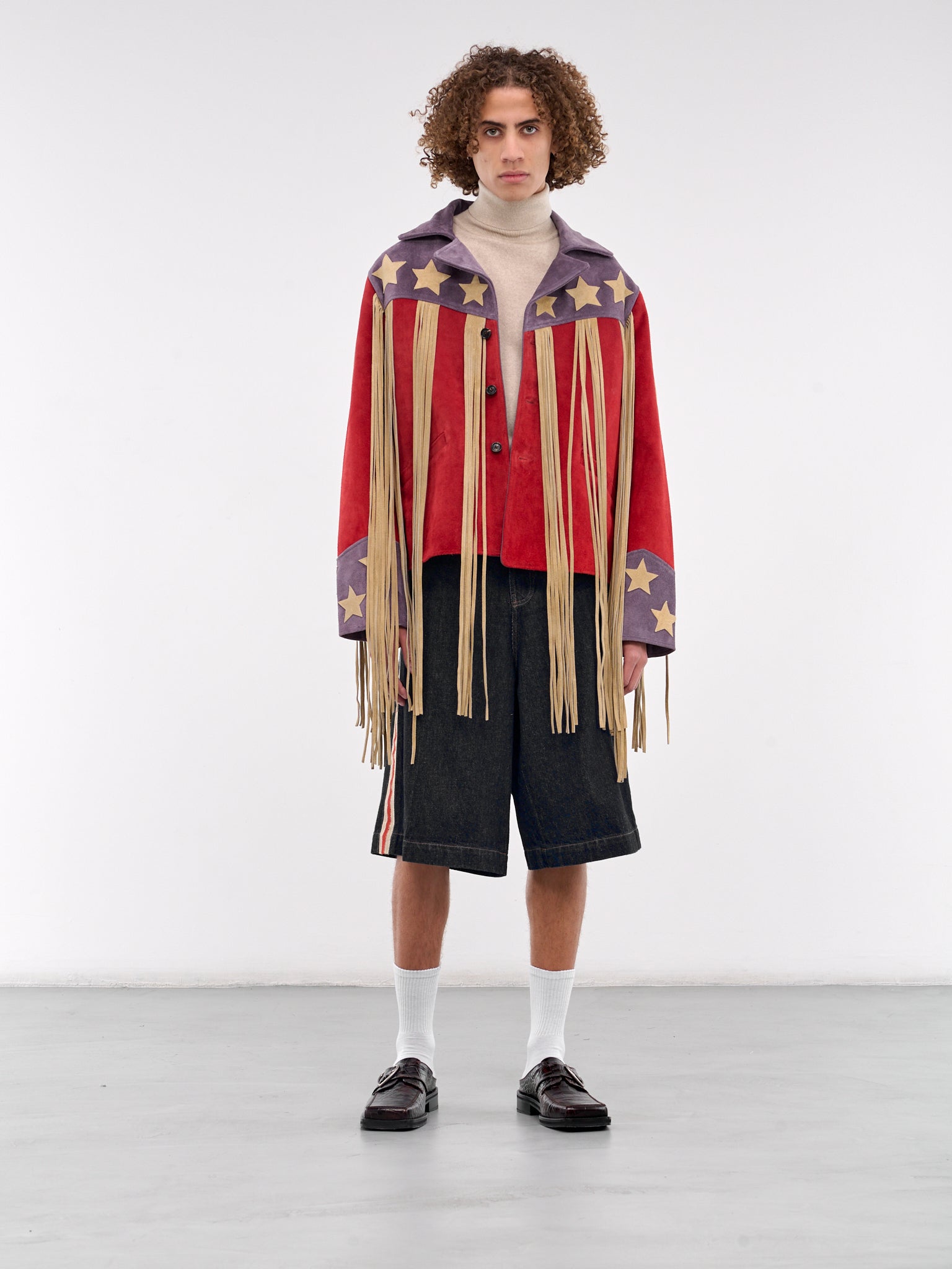 Flag Fringe Jacket (MRF24OW013-RED-WHITE-BLUE)