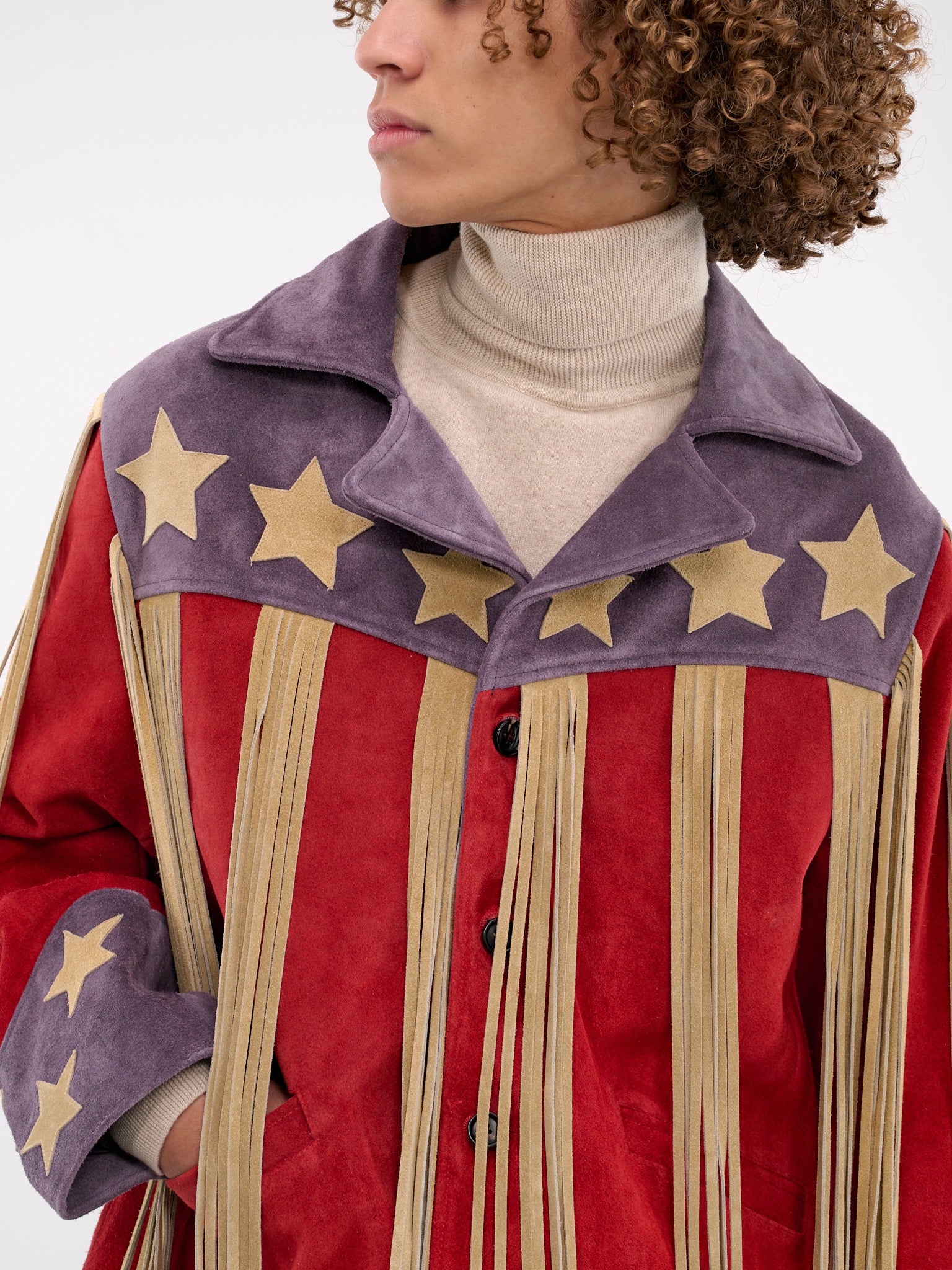 Flag Fringe Jacket (MRF24OW013-RED-WHITE-BLUE)