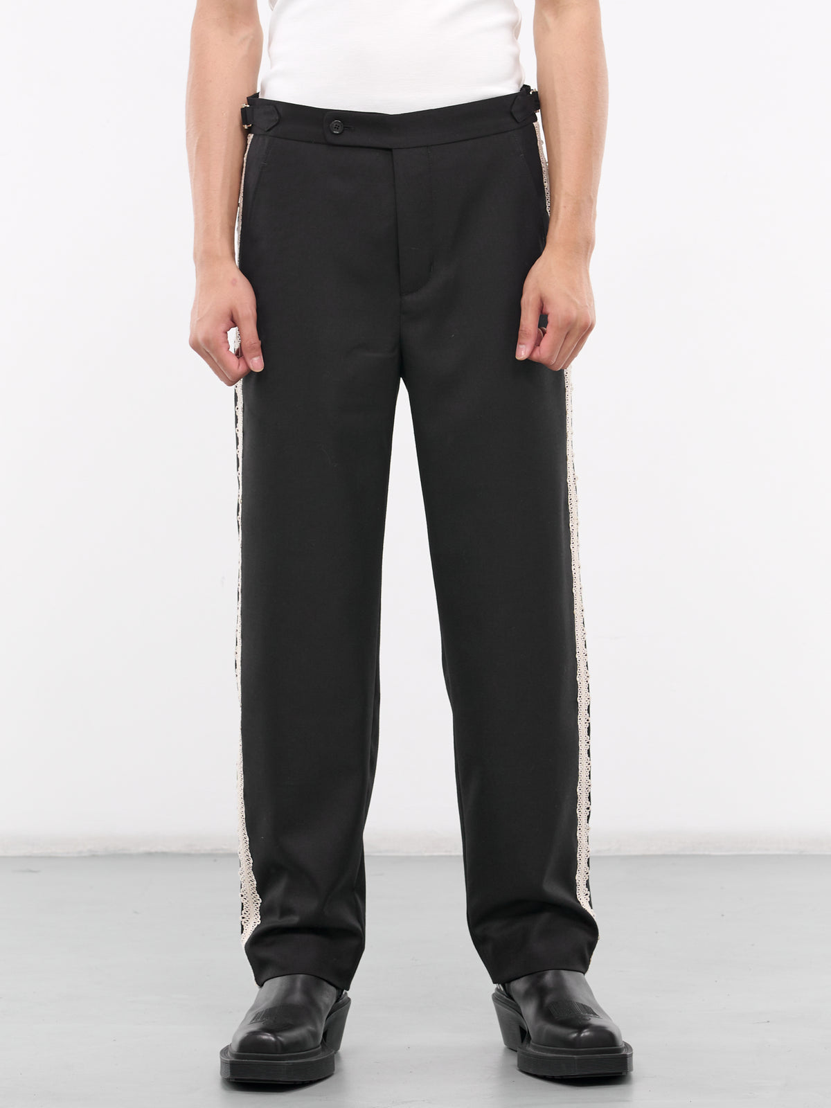 Lacework Side Buckle Trousers (MRS24BT026-BLACK)