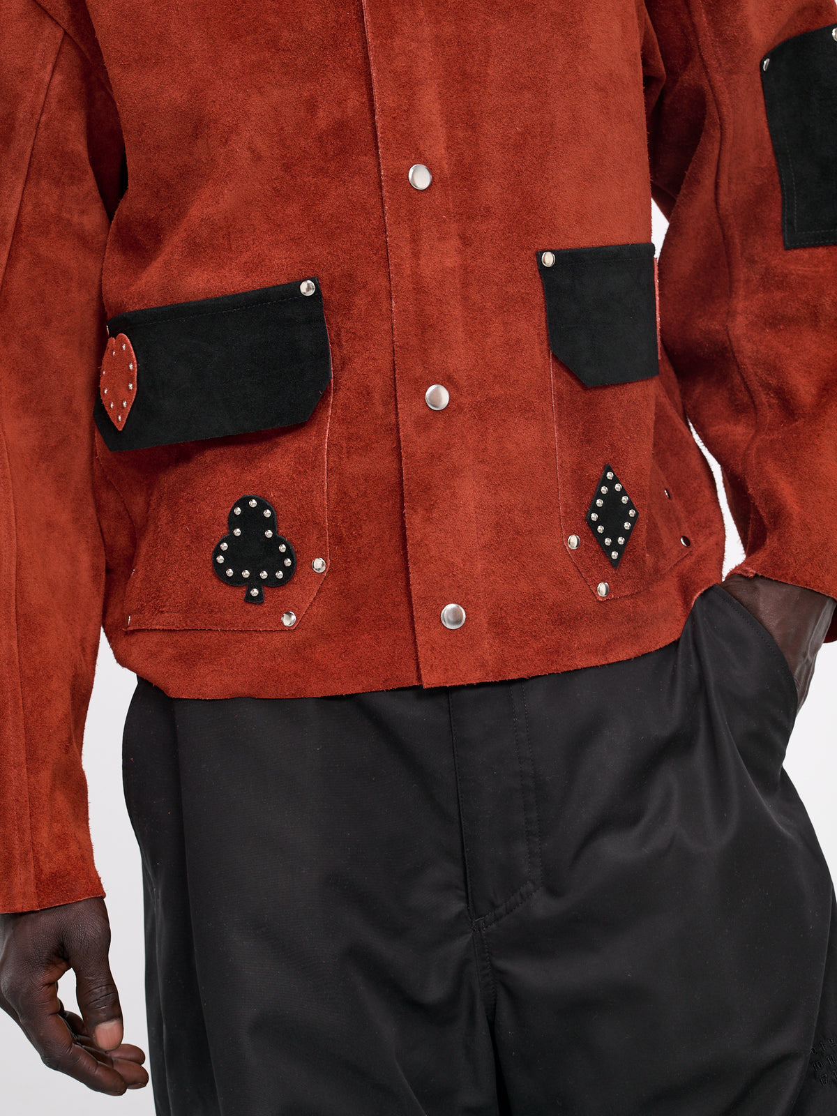 Deck Of Cards Studded Jacket (MRS24OW012-BLACK-RED)