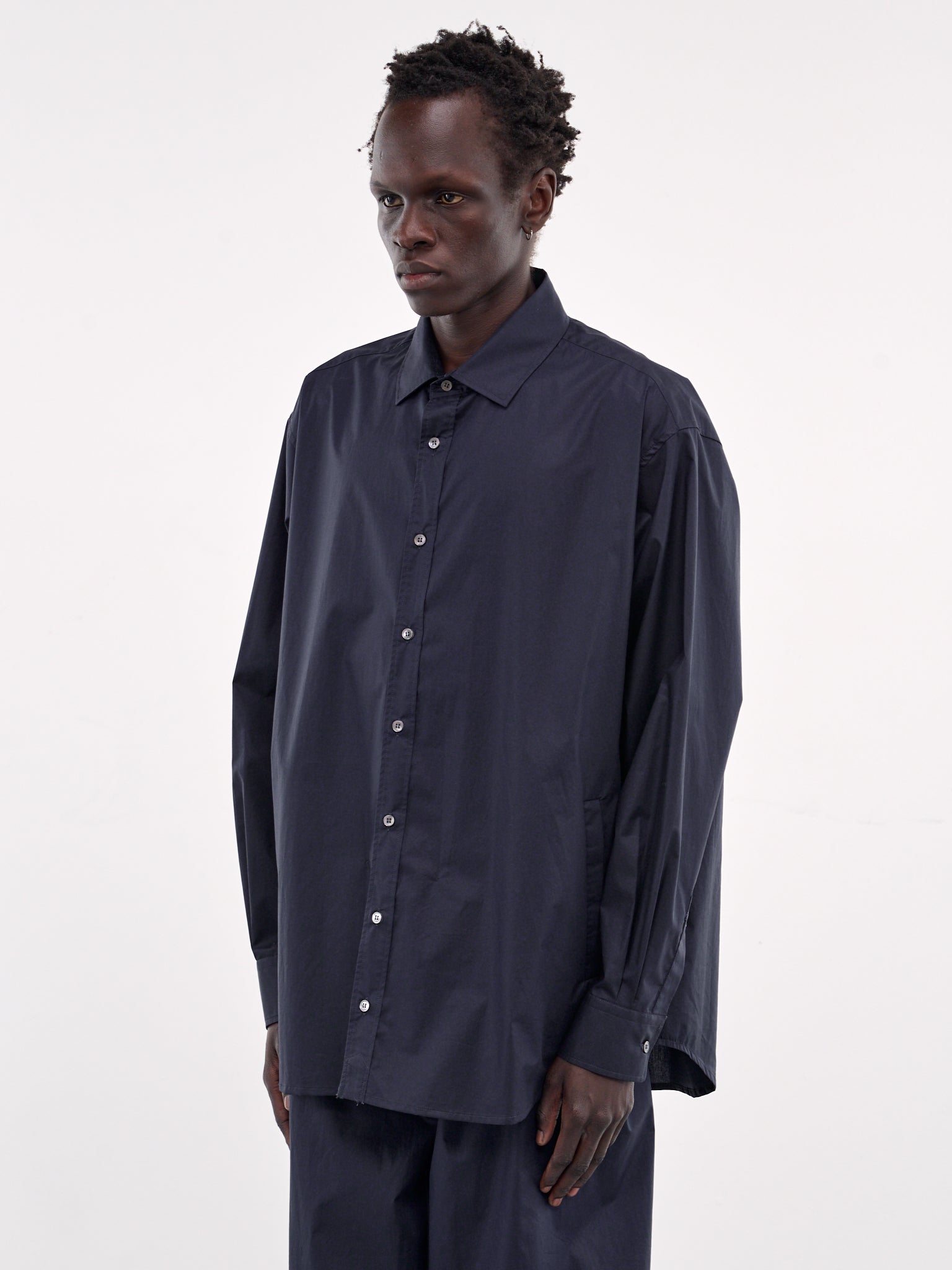 Damon Poplin Shirt (MSH07-FAC77-BLUE-NAVY)