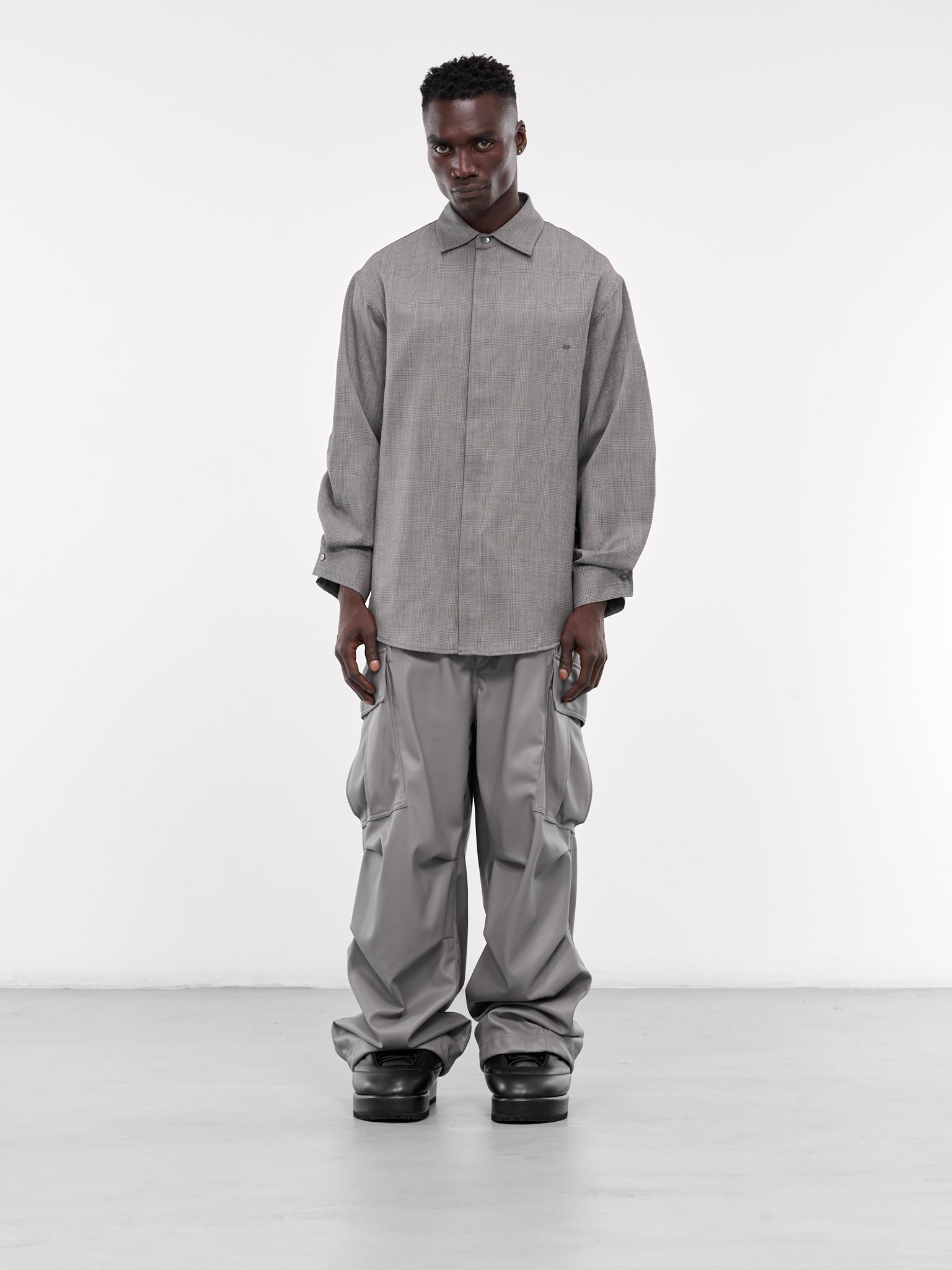 Faux Leather Cargo Pants (MTR71-FLT03-LIGHT-GREY)