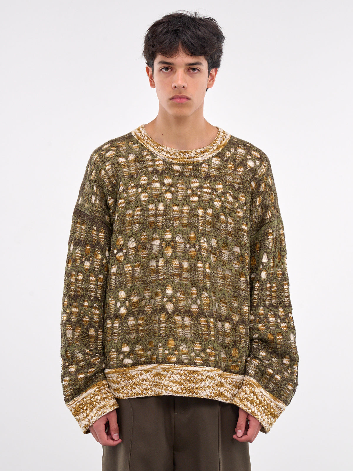 Hammons Perforated Crewneck (N3-KN-01-OG-OLIVE-GREEN)