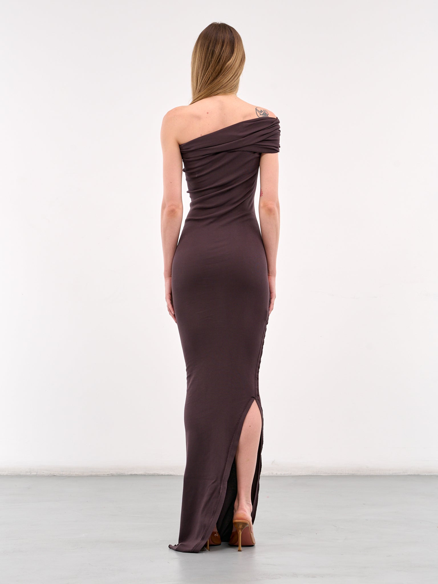 One Shoulder Long Dress (DR05-GANACHE)