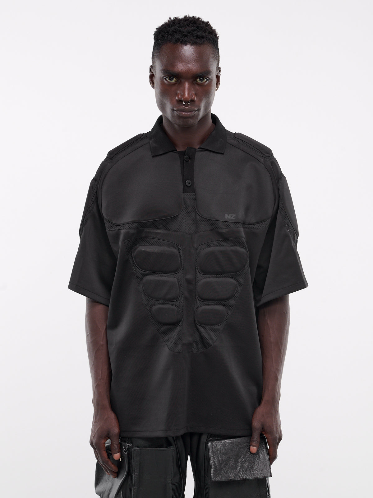 Noka Polo Shirt (NZ508-01-COTTON/MESH-BLACK)