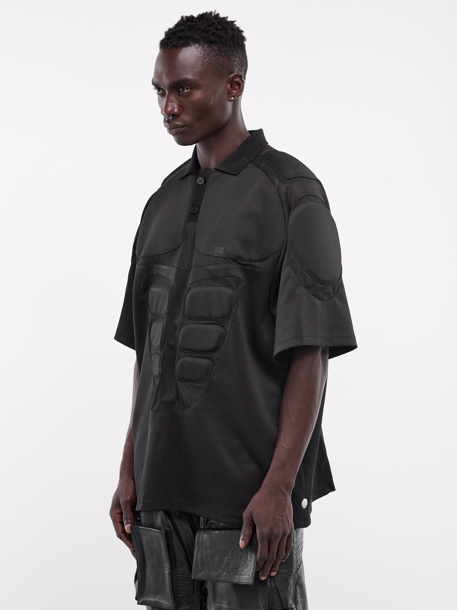 Noka Polo Shirt (NZ508-01-COTTON/MESH-BLACK)