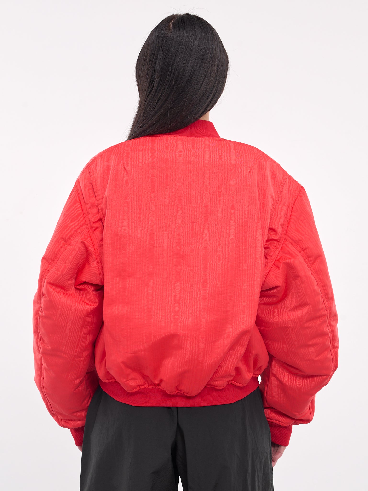 Recycled Moire Bomber Jacket (UJA054A-CWOV001-RED)