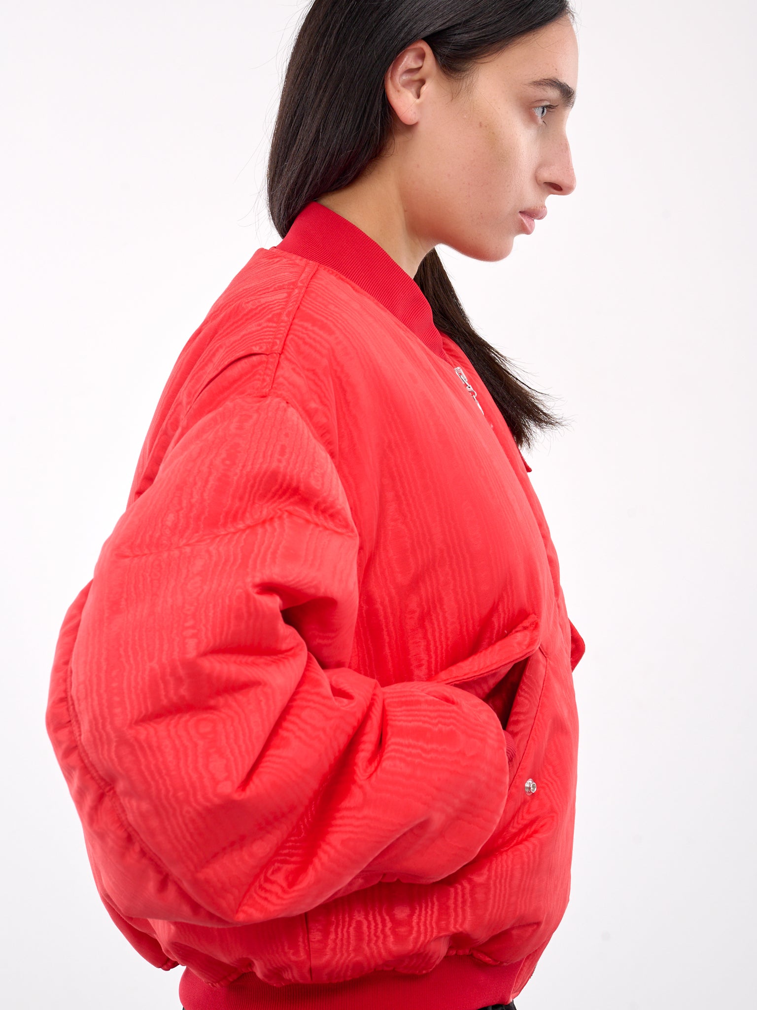 Recycled Moire Bomber Jacket (UJA054A-CWOV001-RED)