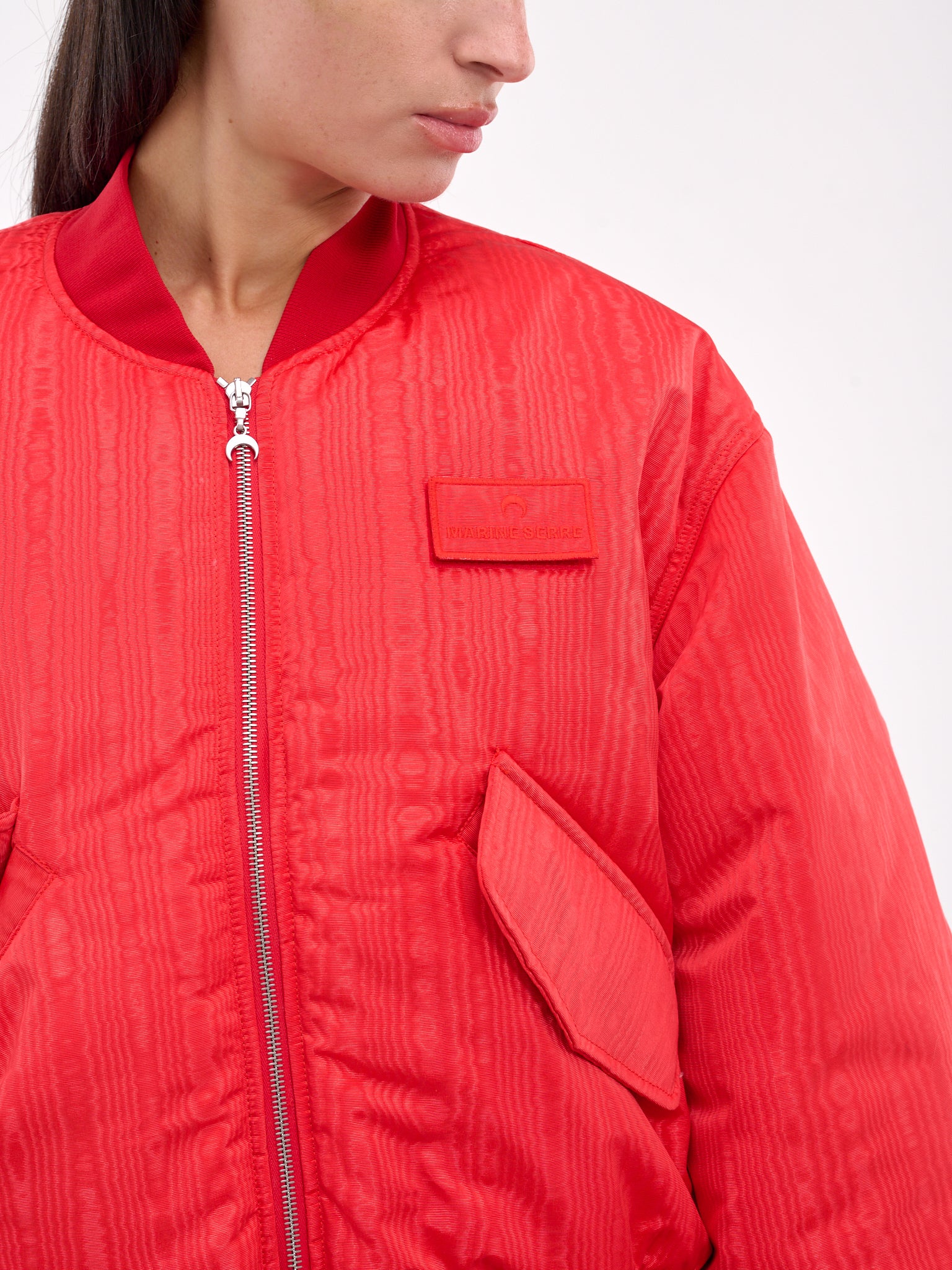 Recycled Moire Bomber Jacket (UJA054A-CWOV001-RED)