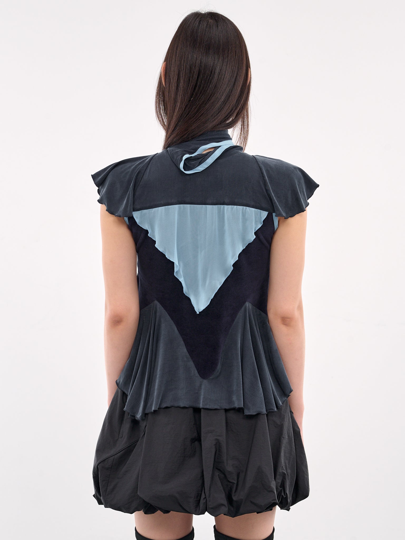 Ruffled Panel Blouse (P04-69-SPRUCE-BLUE)