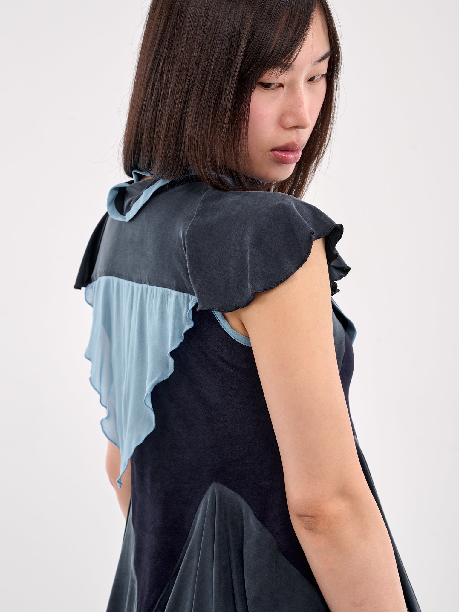 Ruffled Panel Blouse (P04-69-SPRUCE-BLUE)