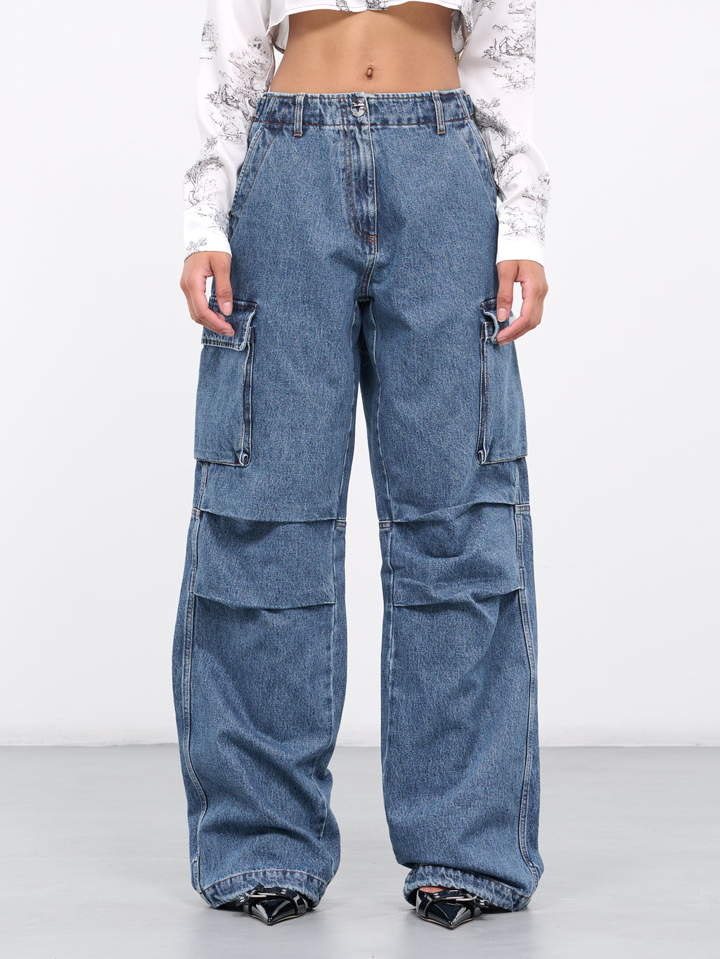 Denim Cargo Jeans in Blue - Glue Store