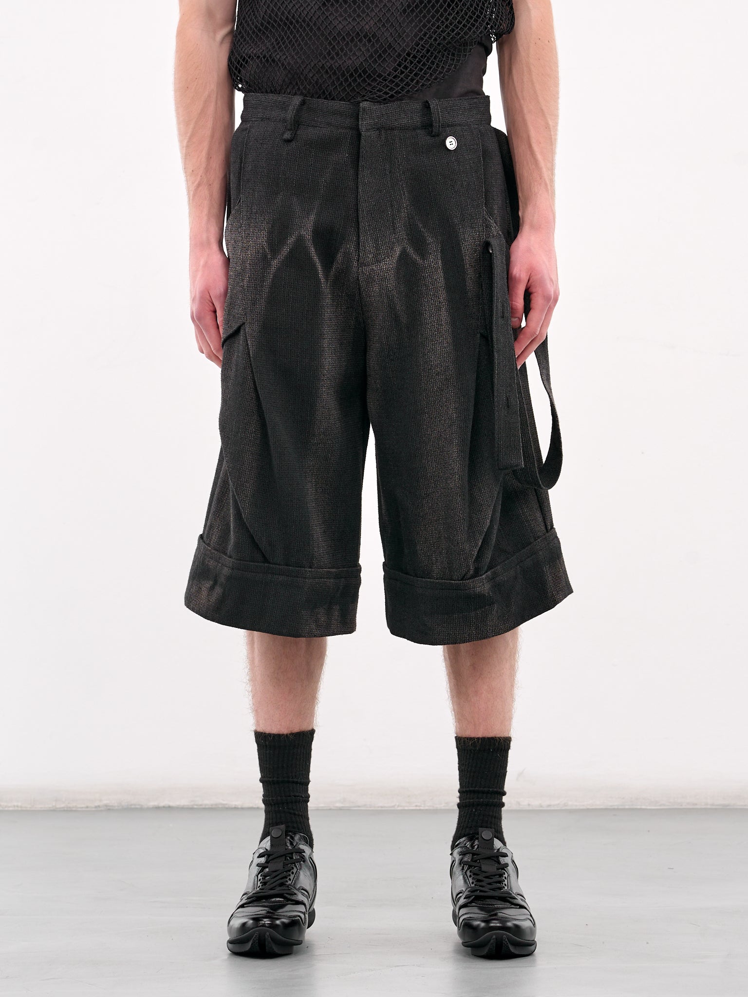 Sun-Bleached Layered Strap Shorts (PA06-BLACK)