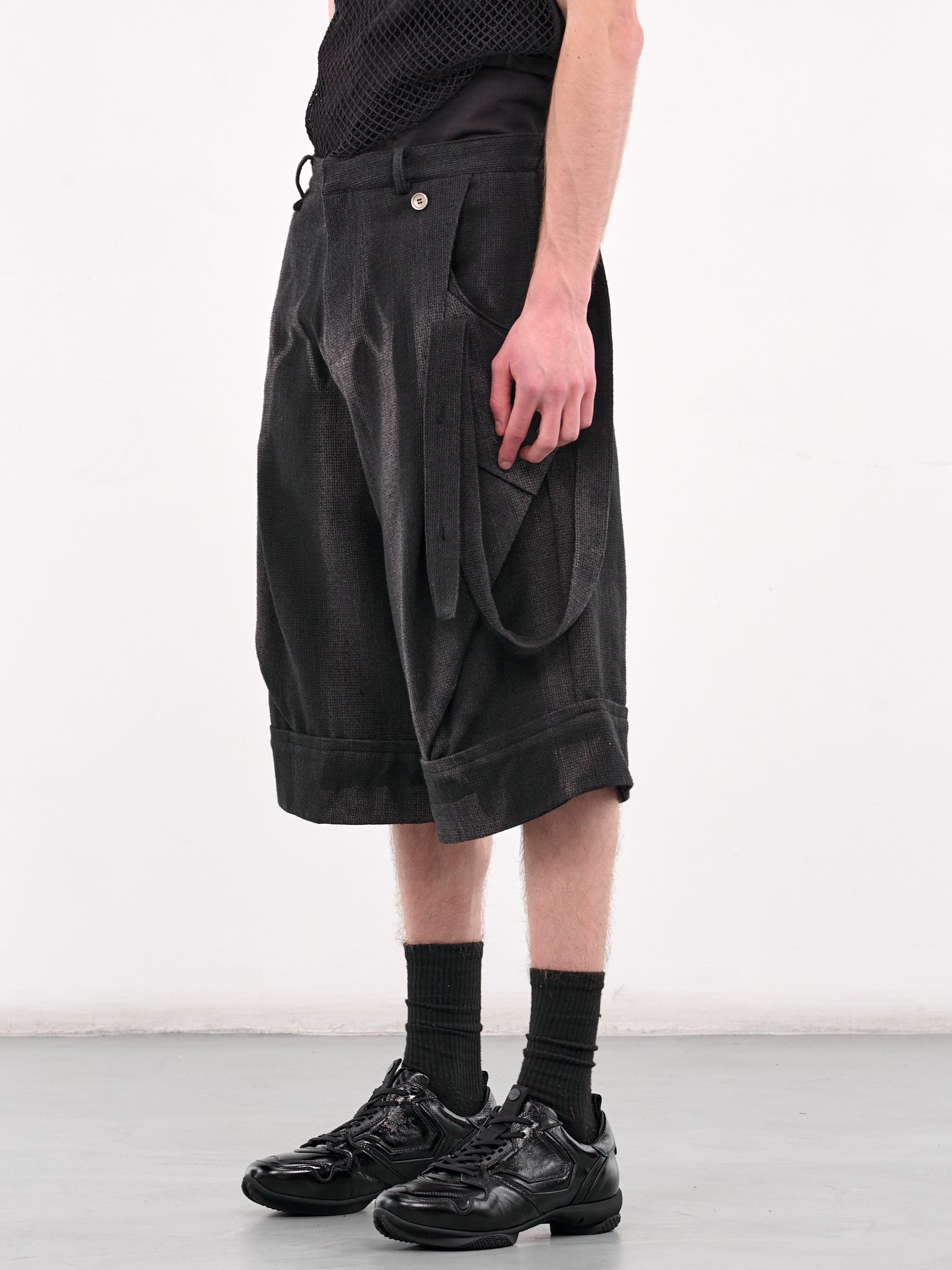 Sun-Bleached Layered Strap Shorts (PA06-BLACK)