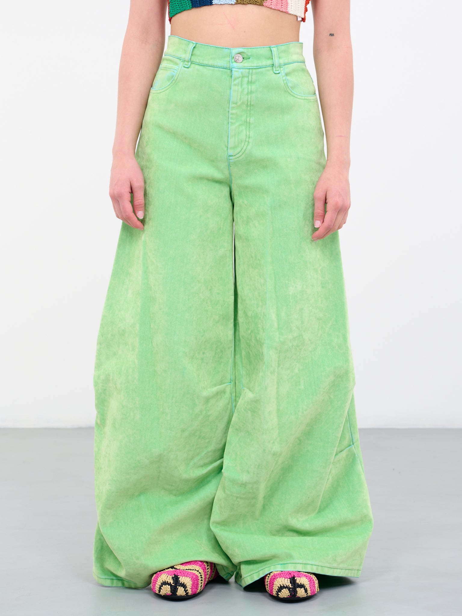 Denim Zone Harper Kelly Green Wide Leg Jeans