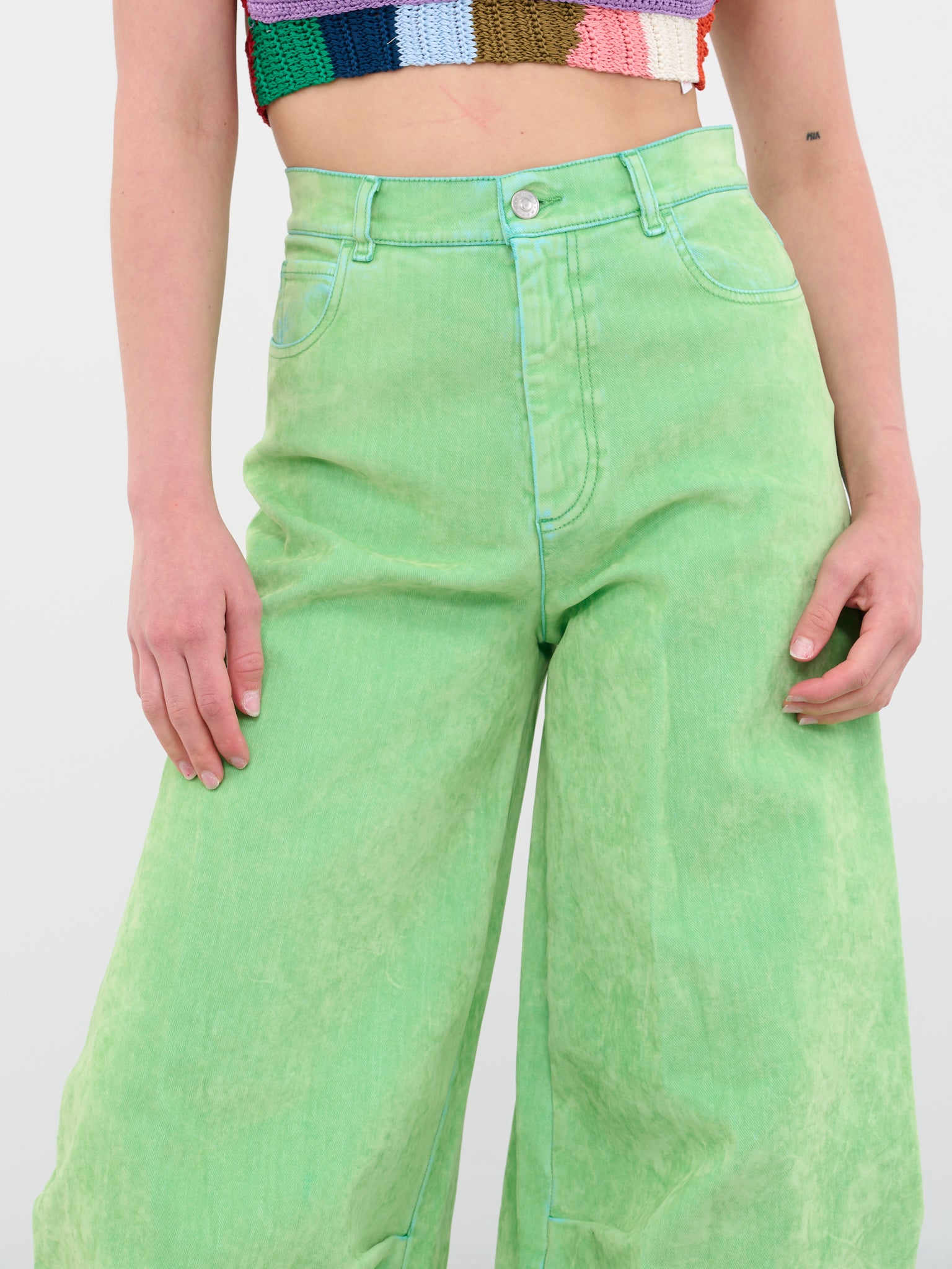 Denim Zone Harper Kelly Green Wide Leg Jeans