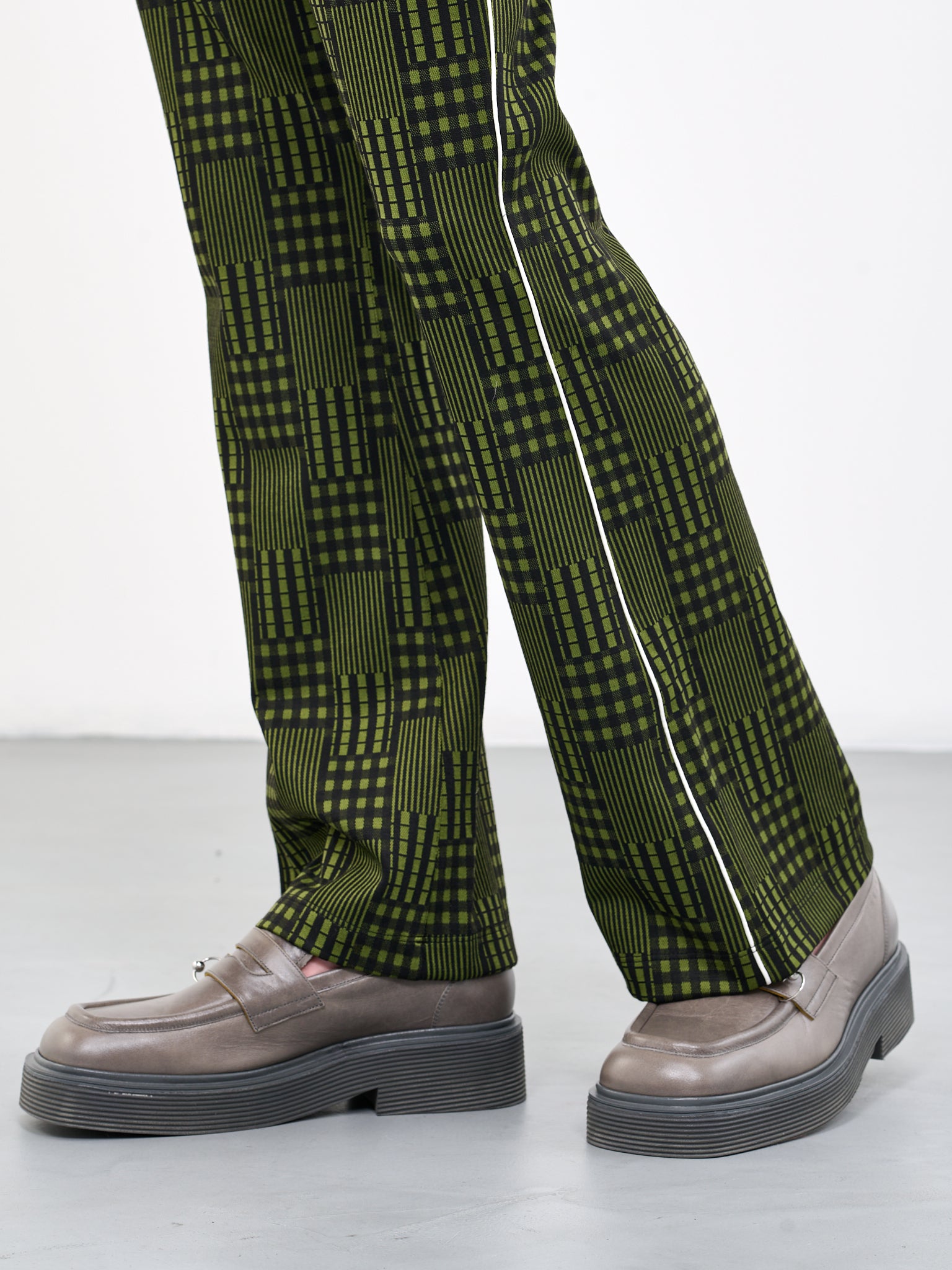 Forest green tweed windowpane essential Trousers