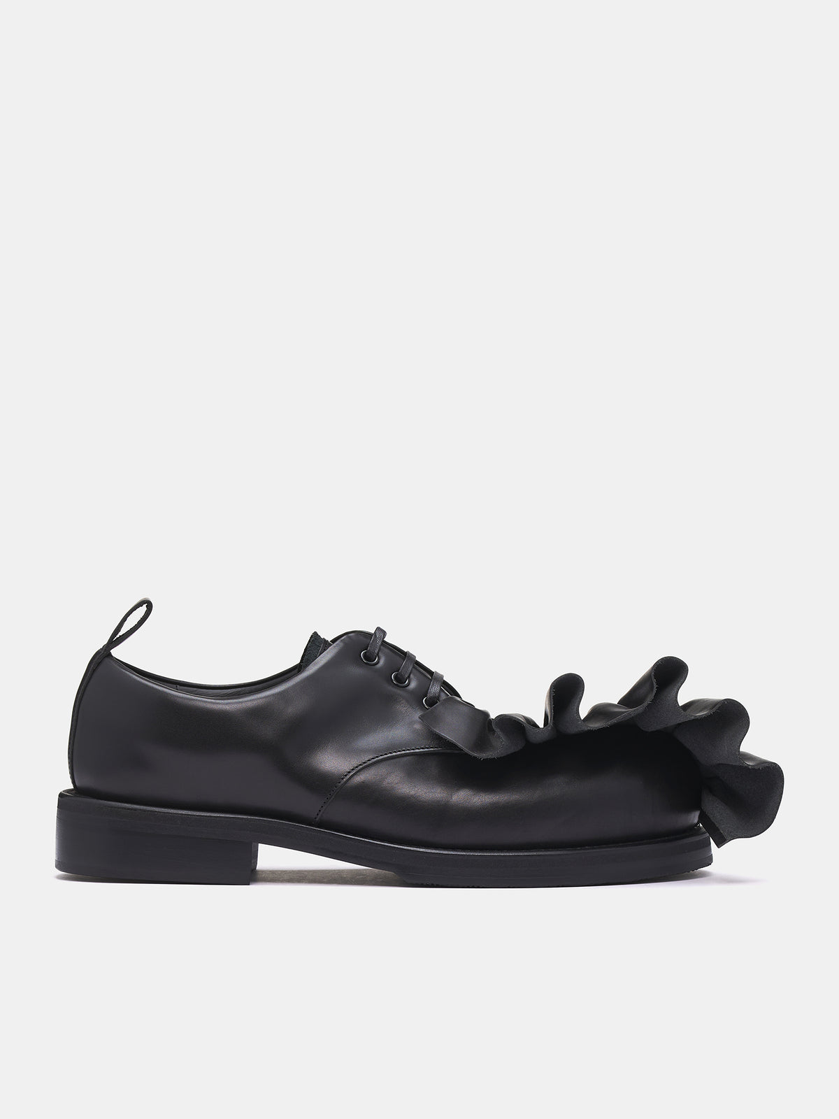 KLG Ruffled Leather Derbies (PO-K101-001-1-BLACK)