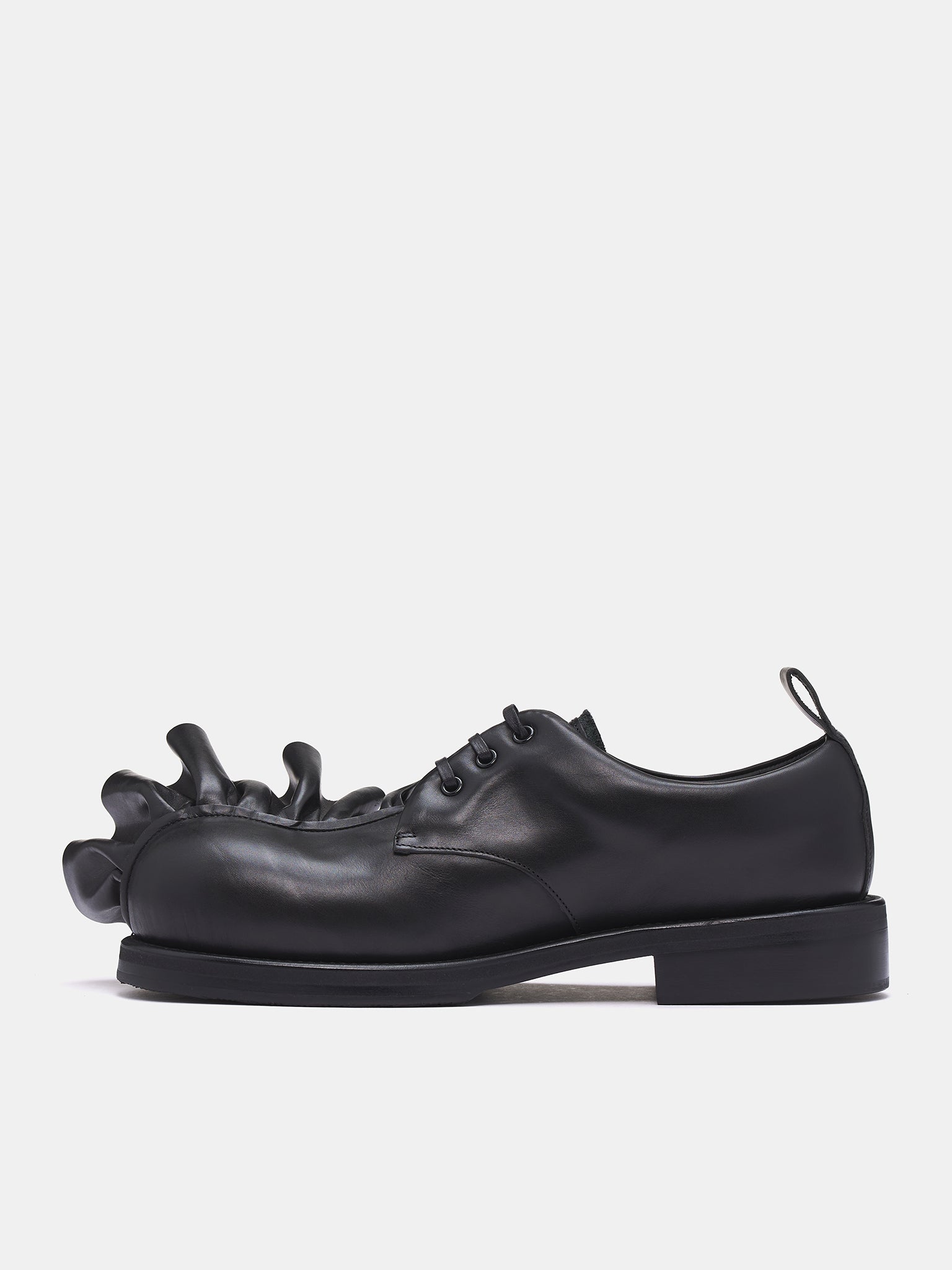 KLG Ruffled Leather Derbies (PO-K101-001-1-BLACK)