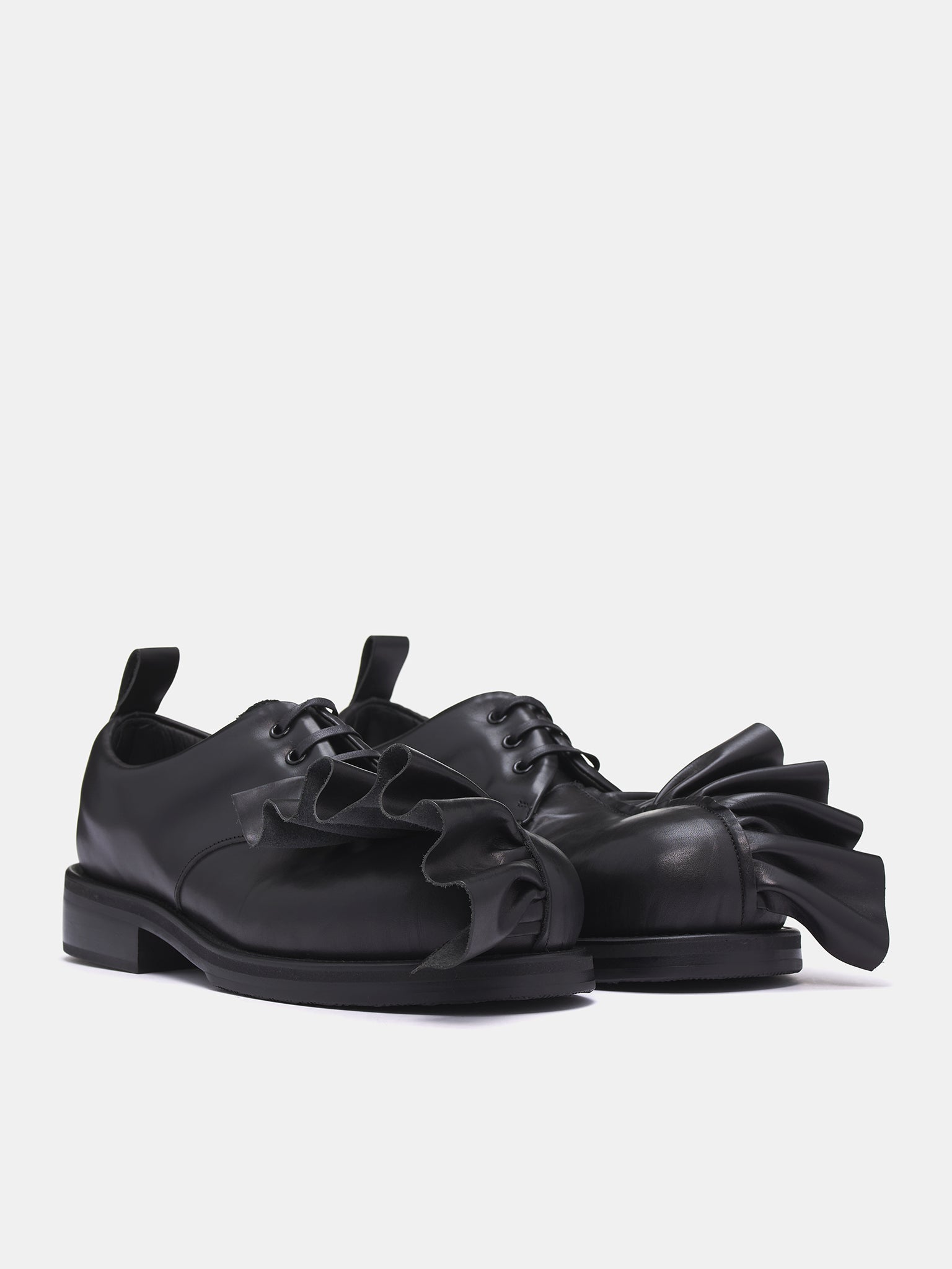 KLG Ruffled Leather Derbies (PO-K101-001-1-BLACK)