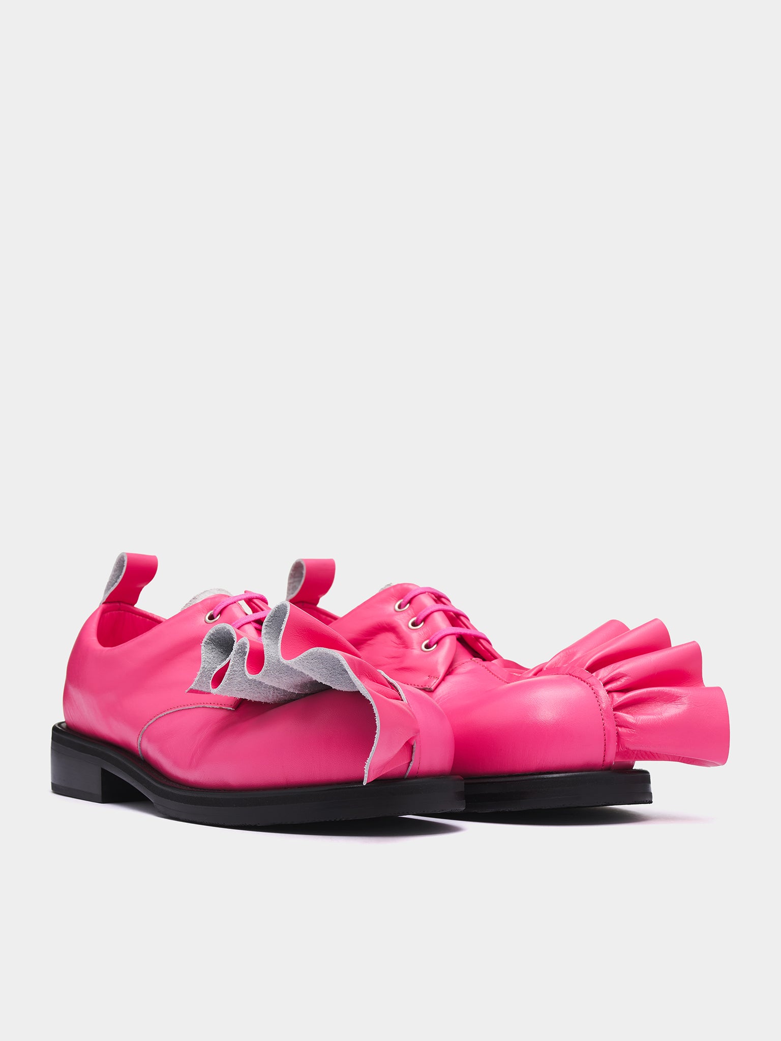 KLG Ruffled Leather Derbies (PO-K101-001-2-PINK)