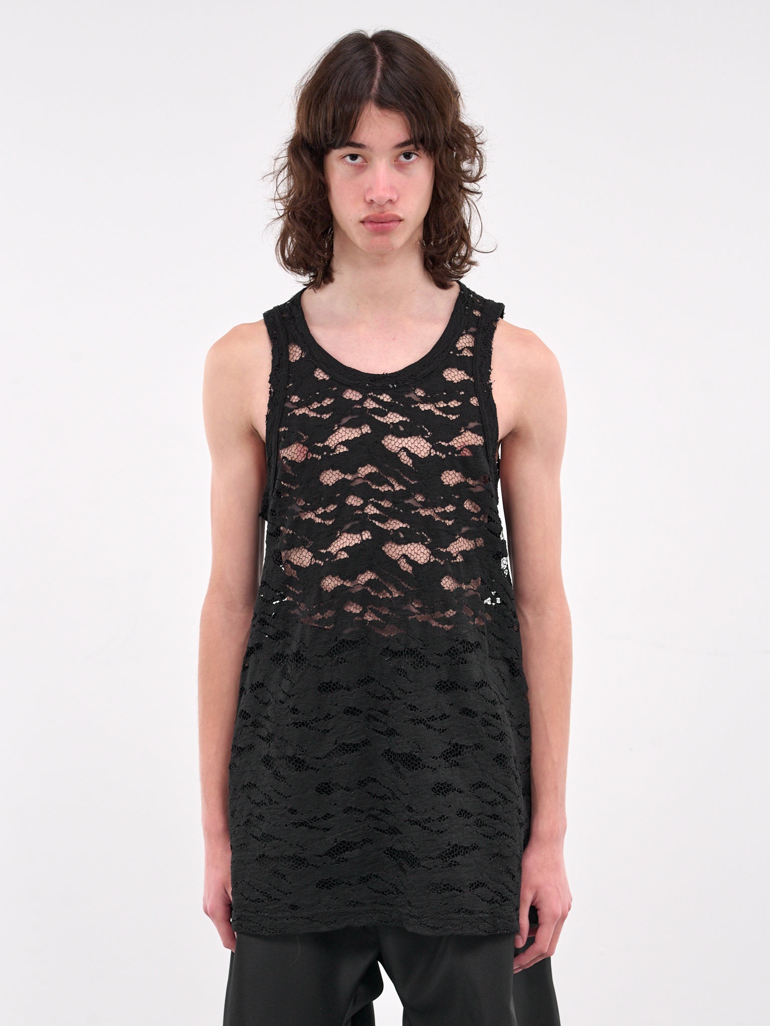 Distressed Lace Tank (PO-T039-051-1-BLACK)